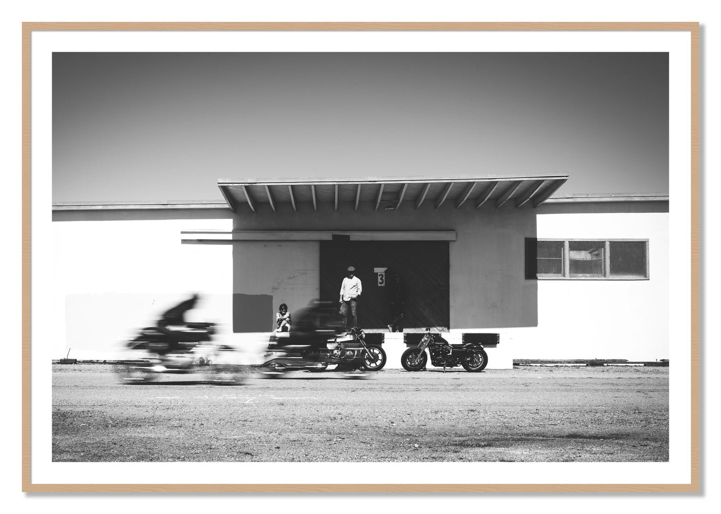 Framed photograph of Treasure Island Racing by Dylan Ozanich, Oak frame, Borders