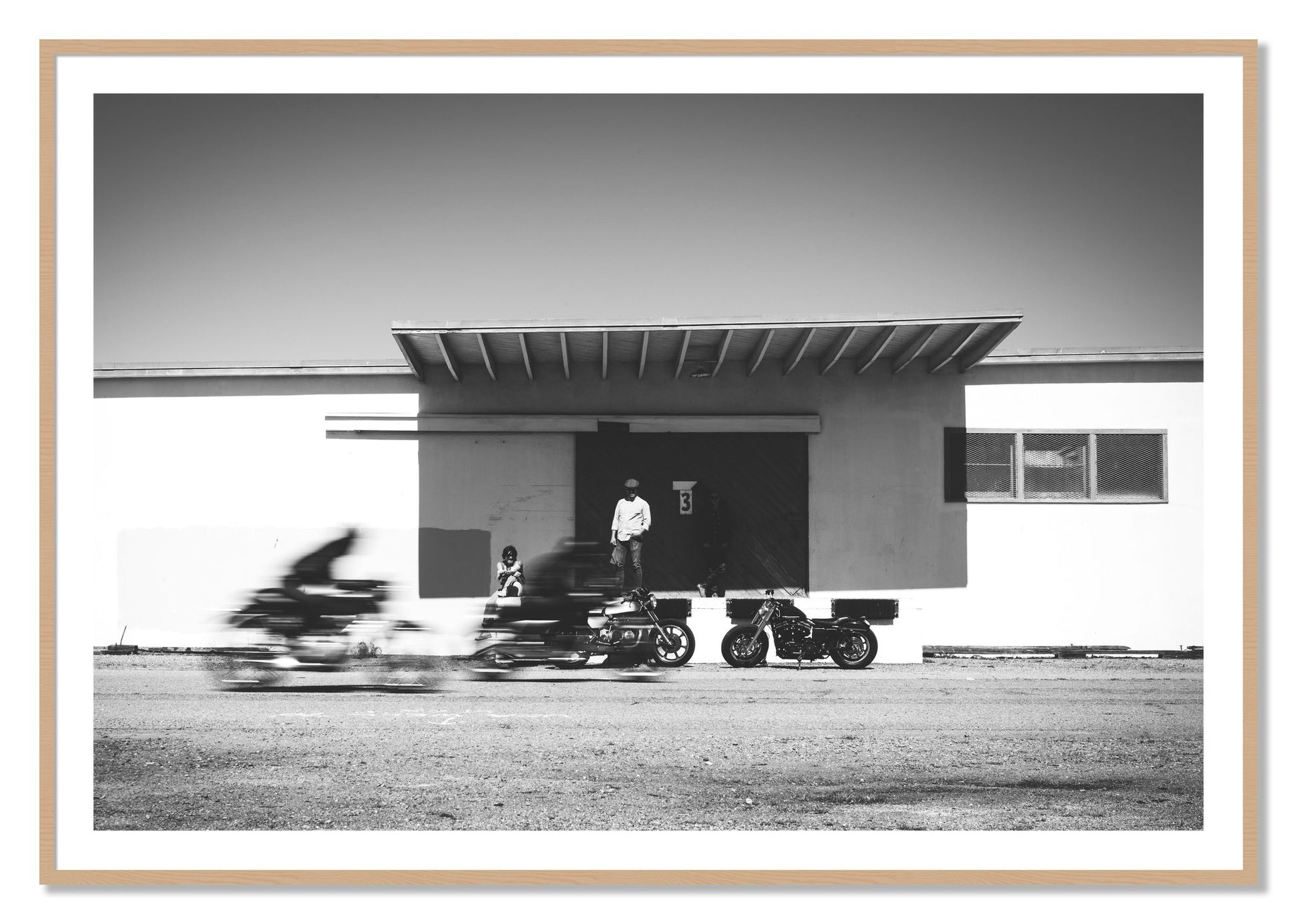 Framed photograph of Treasure Island Racing by Dylan Ozanich, Oak frame, Borders