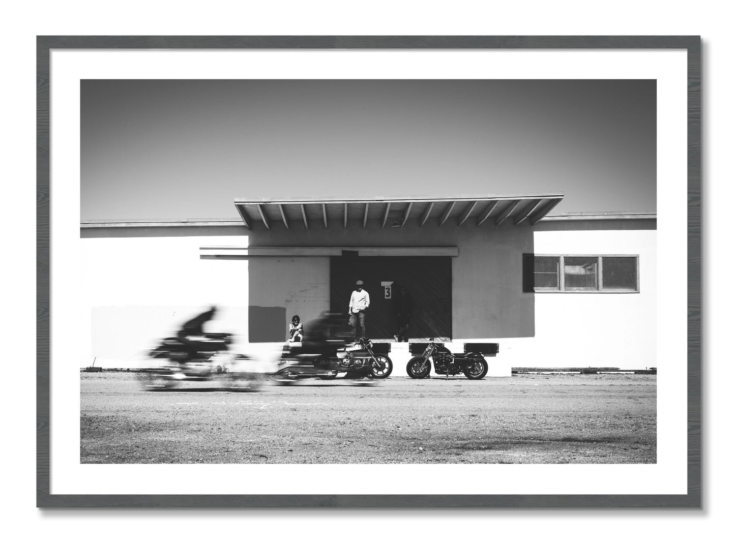 Framed photograph of Treasure Island Racing by Dylan Ozanich, Grey frame, Borders