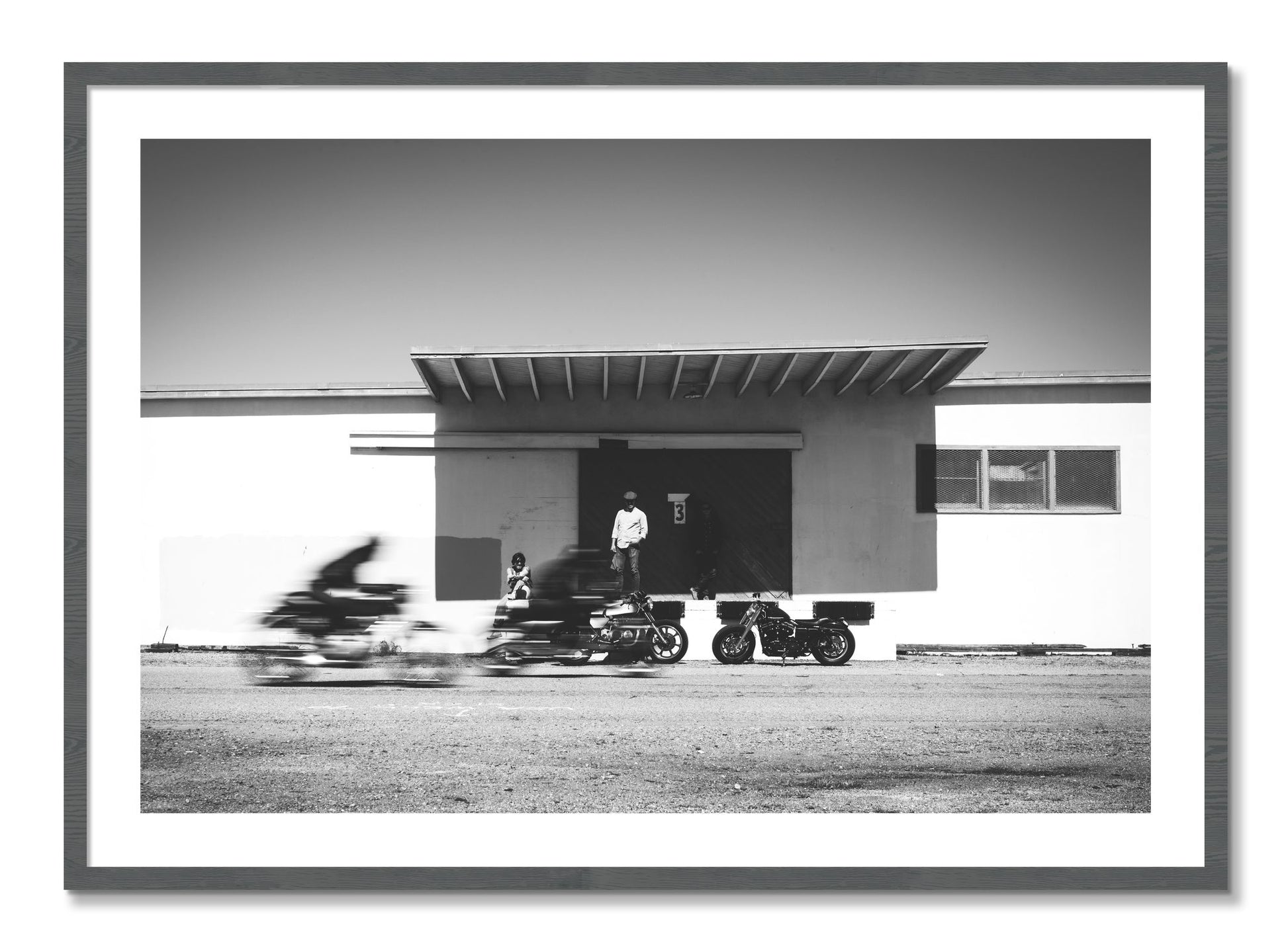 Framed photograph of Treasure Island Racing by Dylan Ozanich, Grey frame, Borders