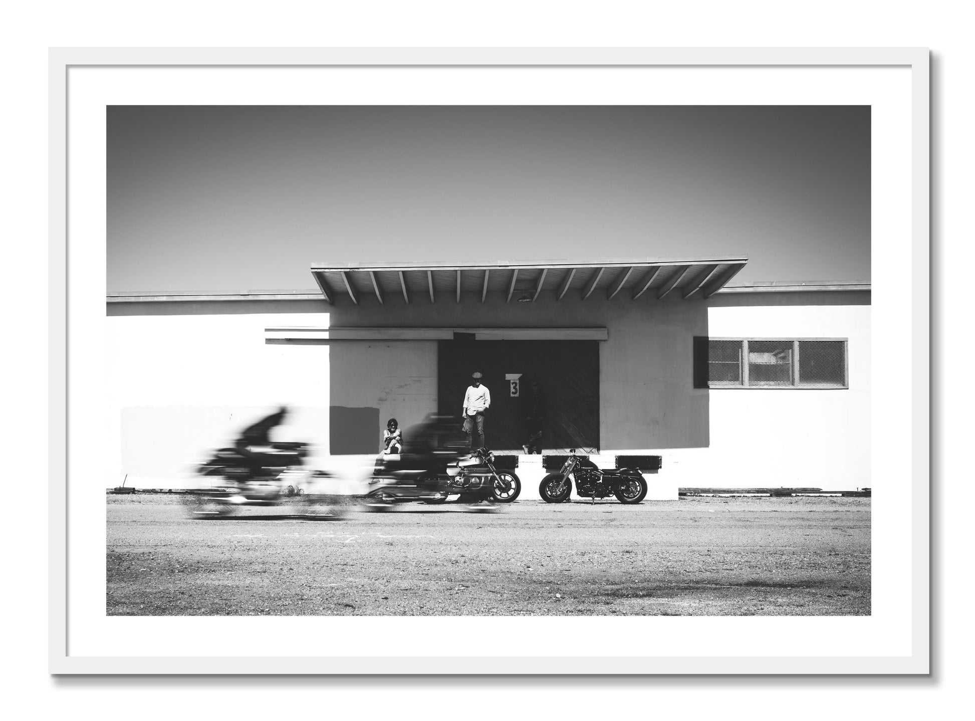 Framed photograph of Treasure Island Racing by Dylan Ozanich, White frame, Borders
