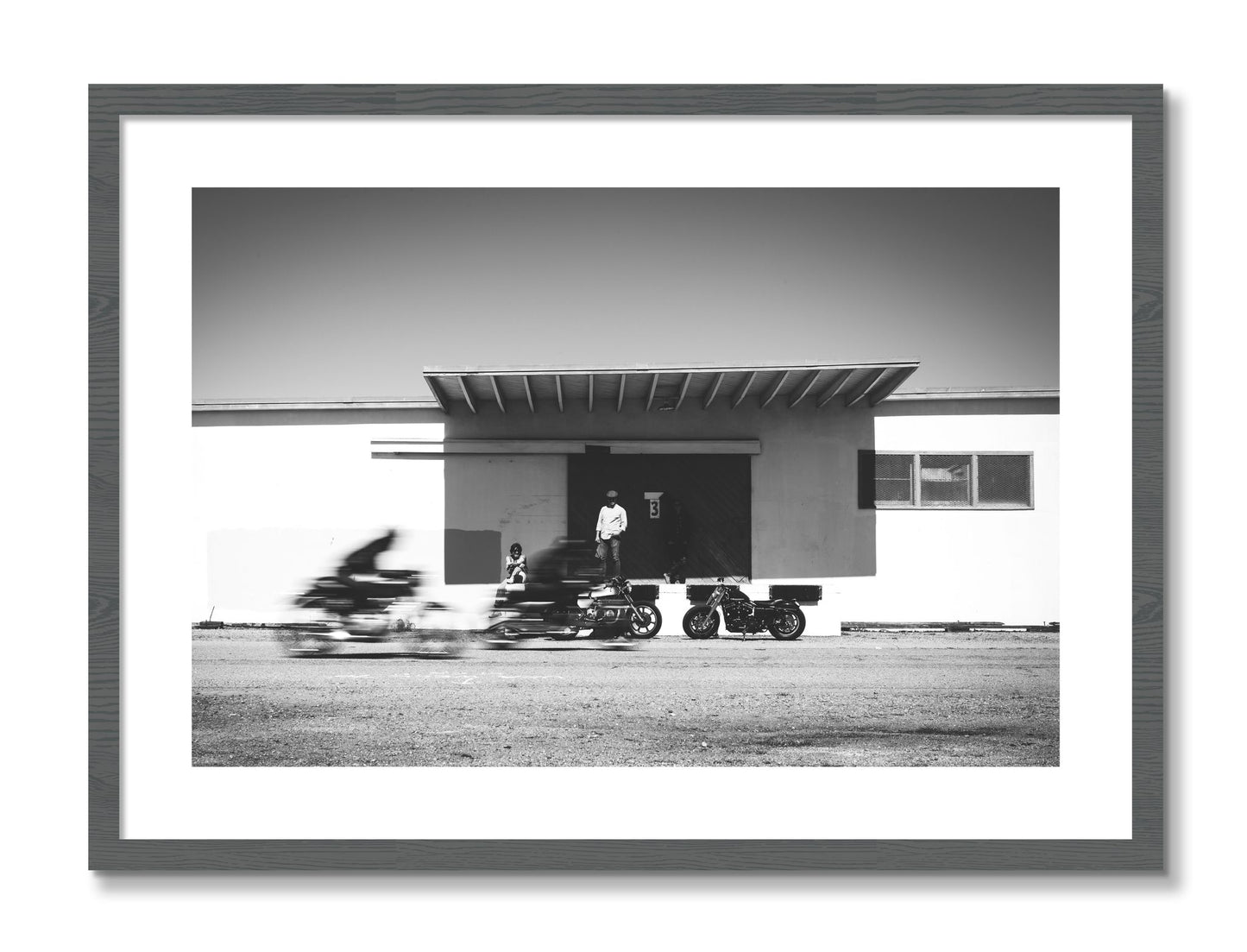 Framed photograph of Treasure Island Racing by Dylan Ozanich, Grey frame, Borders