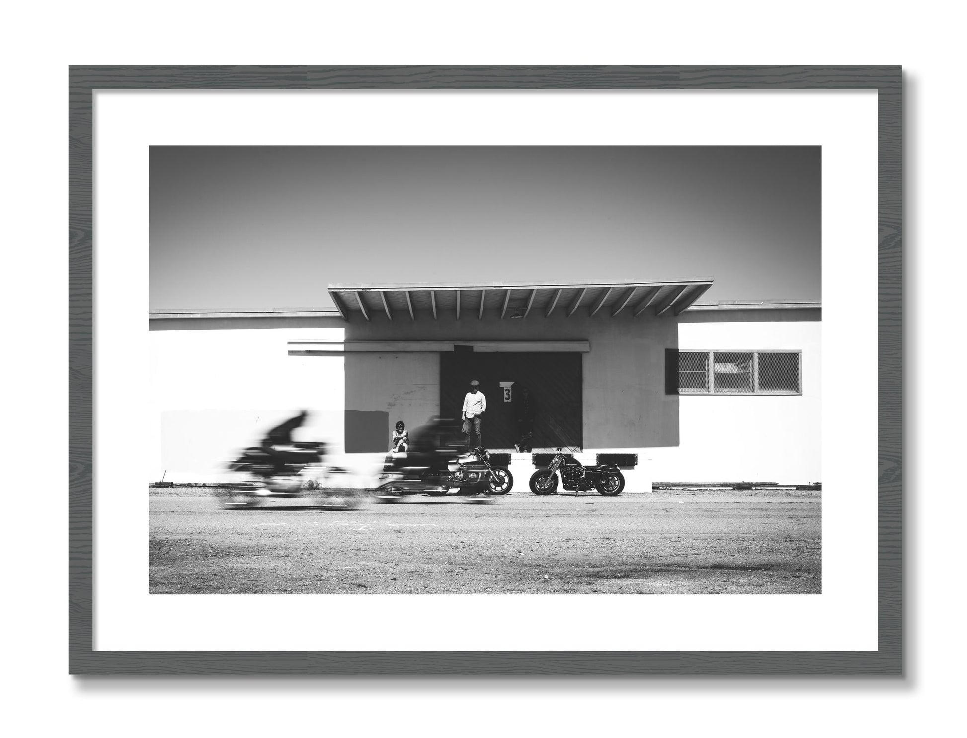 Framed photograph of Treasure Island Racing by Dylan Ozanich, Grey frame, Borders