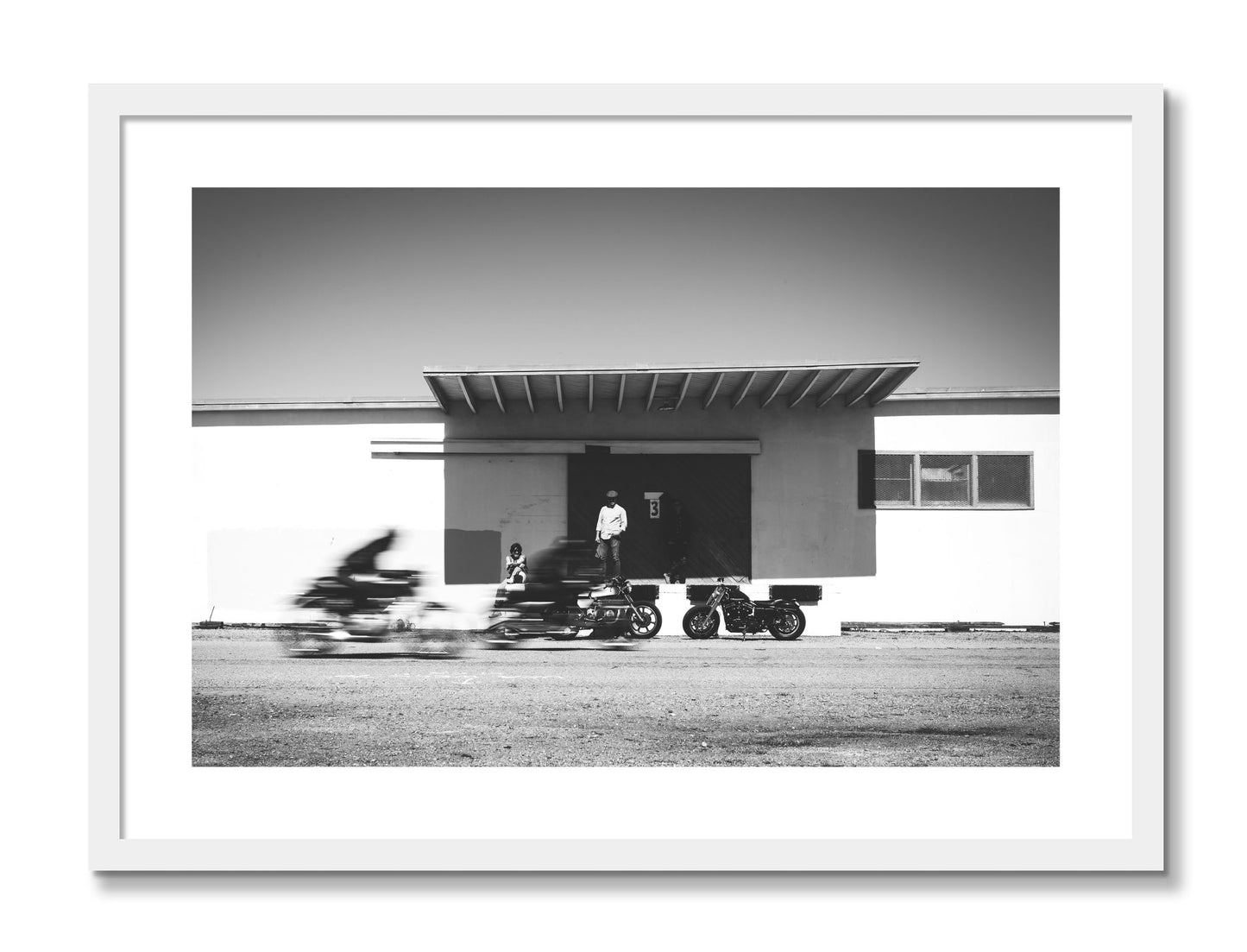Framed photograph of Treasure Island Racing by Dylan Ozanich, White frame, Borders