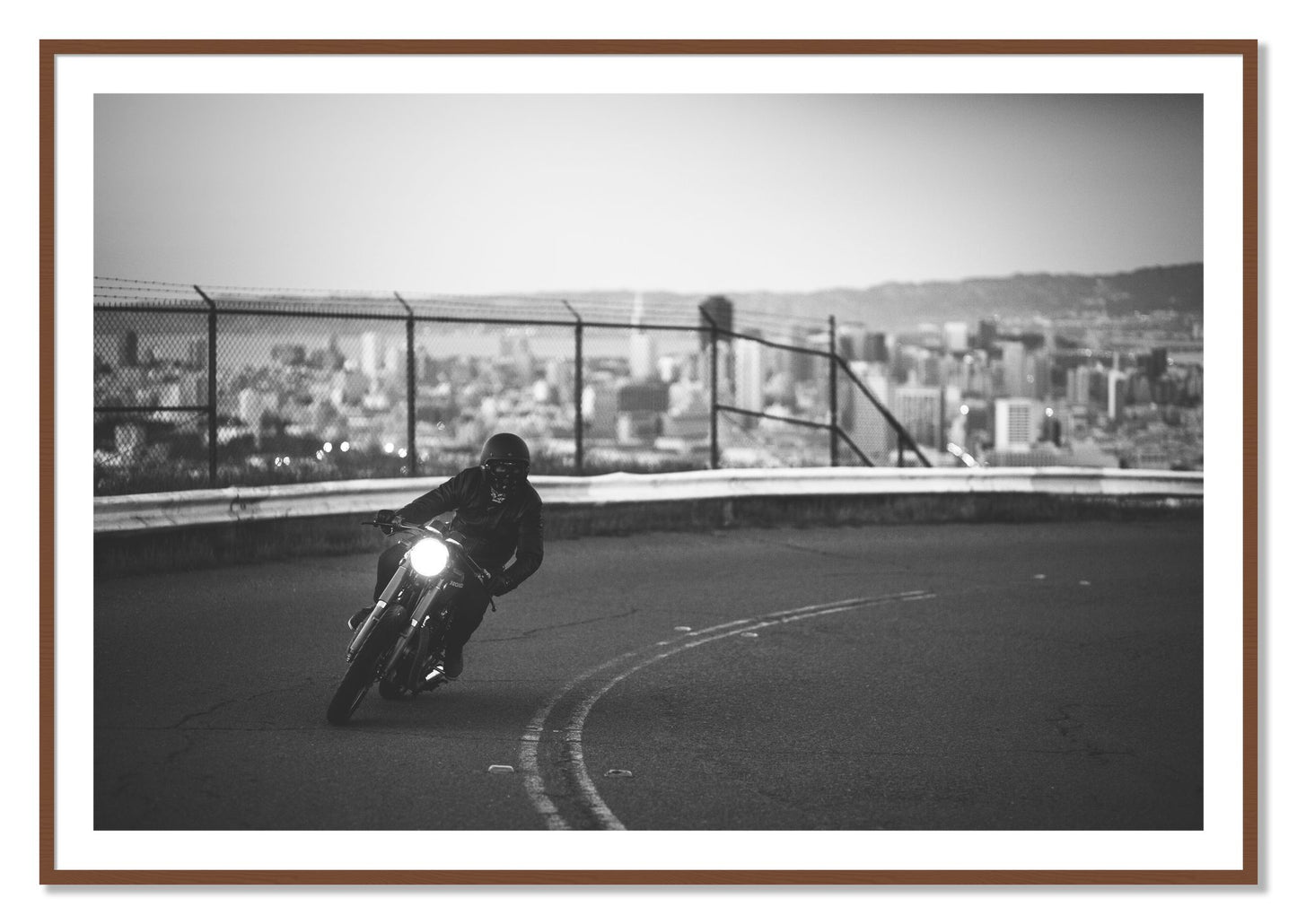 Framed photograph of Twin Peaks by Dylan Ozanich, Walnut frame, Borders