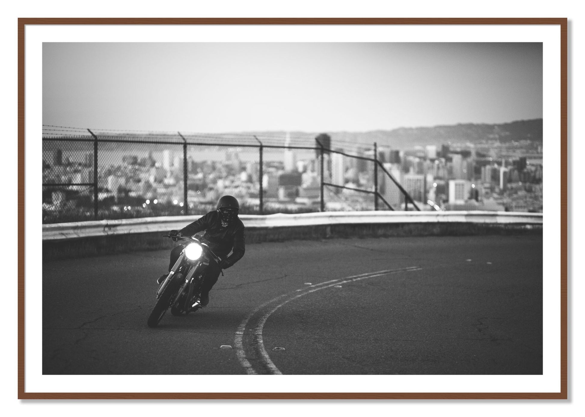 Framed photograph of Twin Peaks by Dylan Ozanich, Walnut frame, Borders