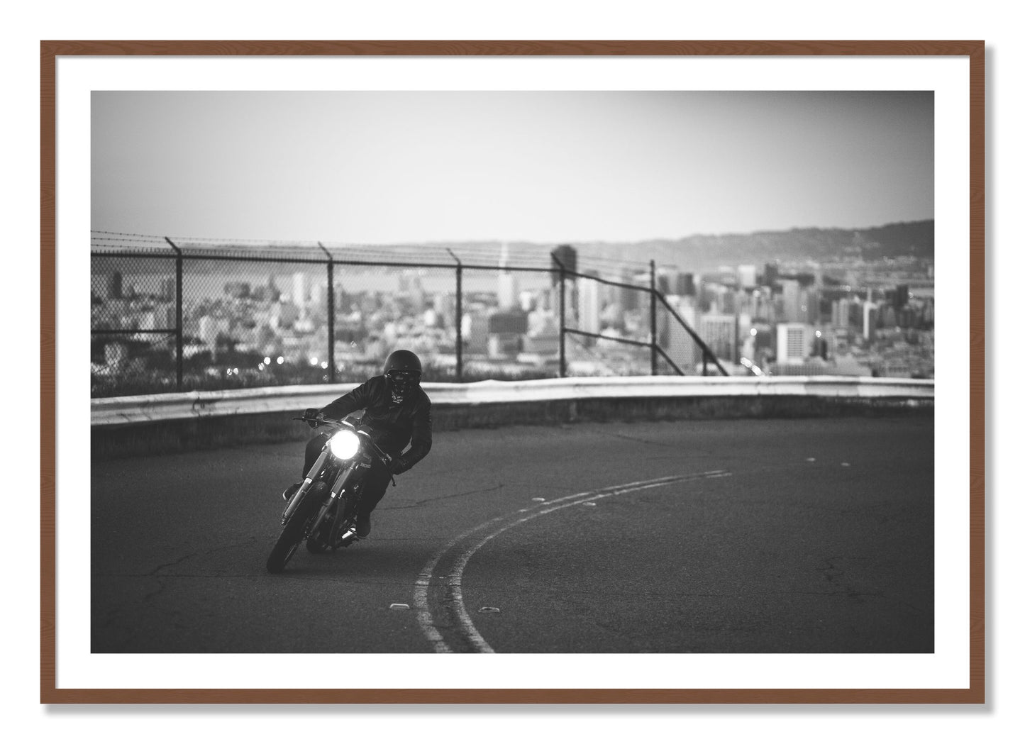 Framed photograph of Twin Peaks by Dylan Ozanich, Walnut frame, Borders