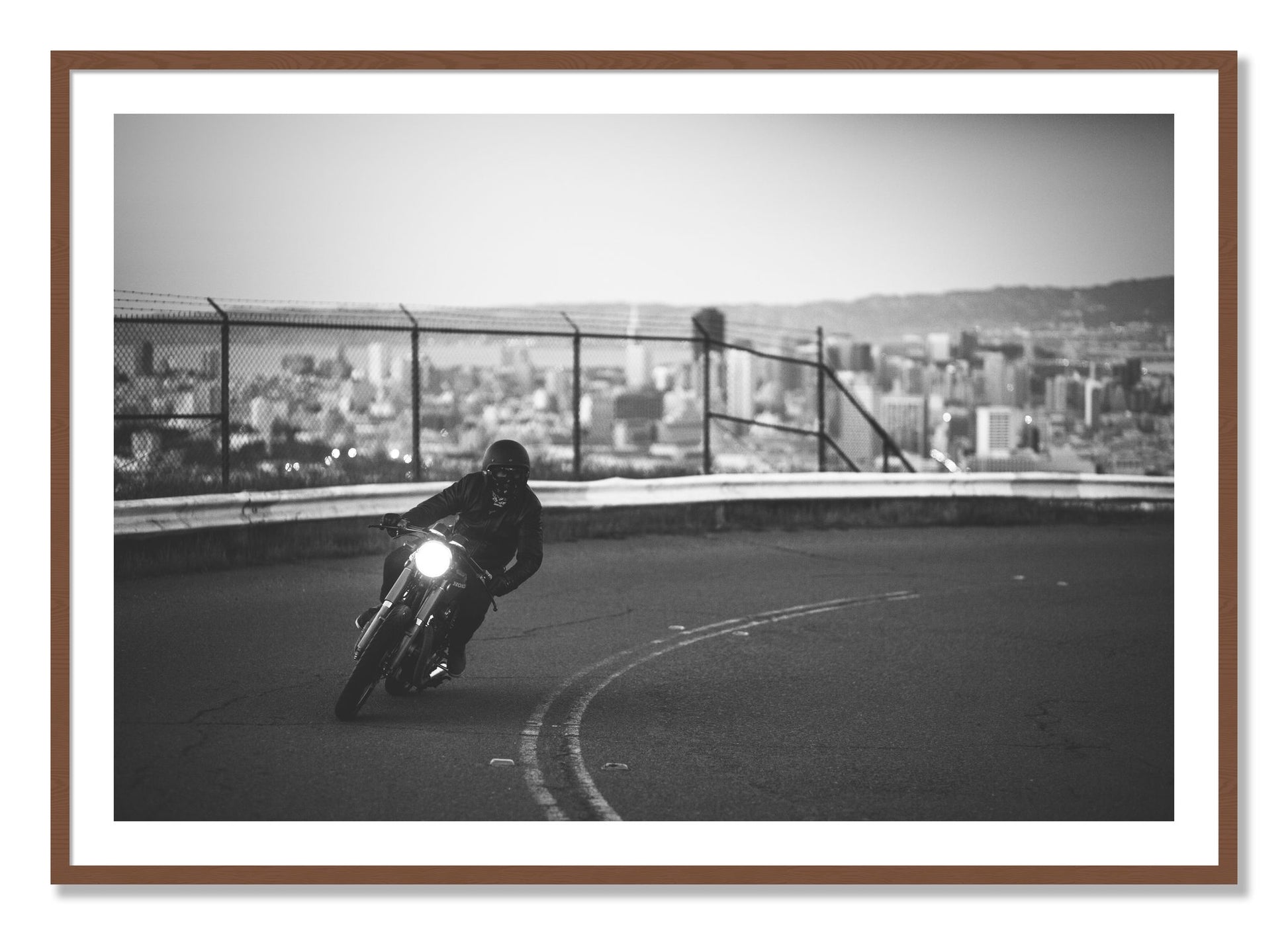 Framed photograph of Twin Peaks by Dylan Ozanich, Walnut frame, Borders