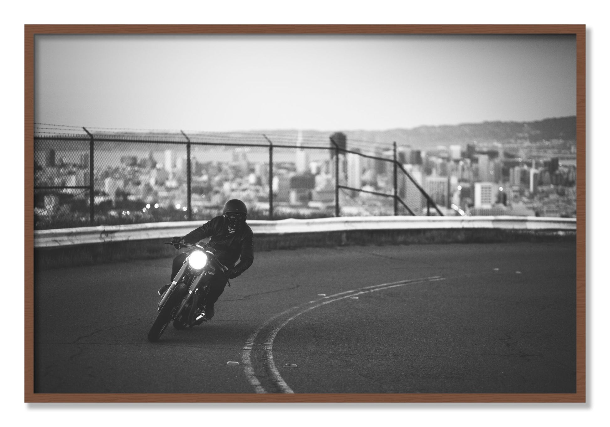 Framed photograph of Twin Peaks by Dylan Ozanich, Walnut frame, Full Bleed