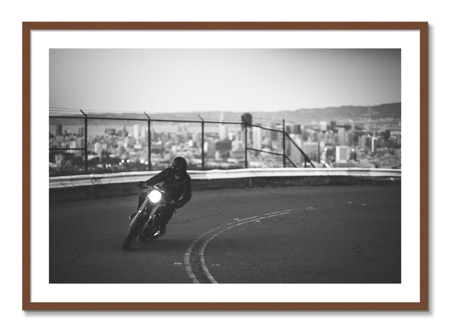 Framed photograph of Twin Peaks by Dylan Ozanich, Walnut frame, Borders