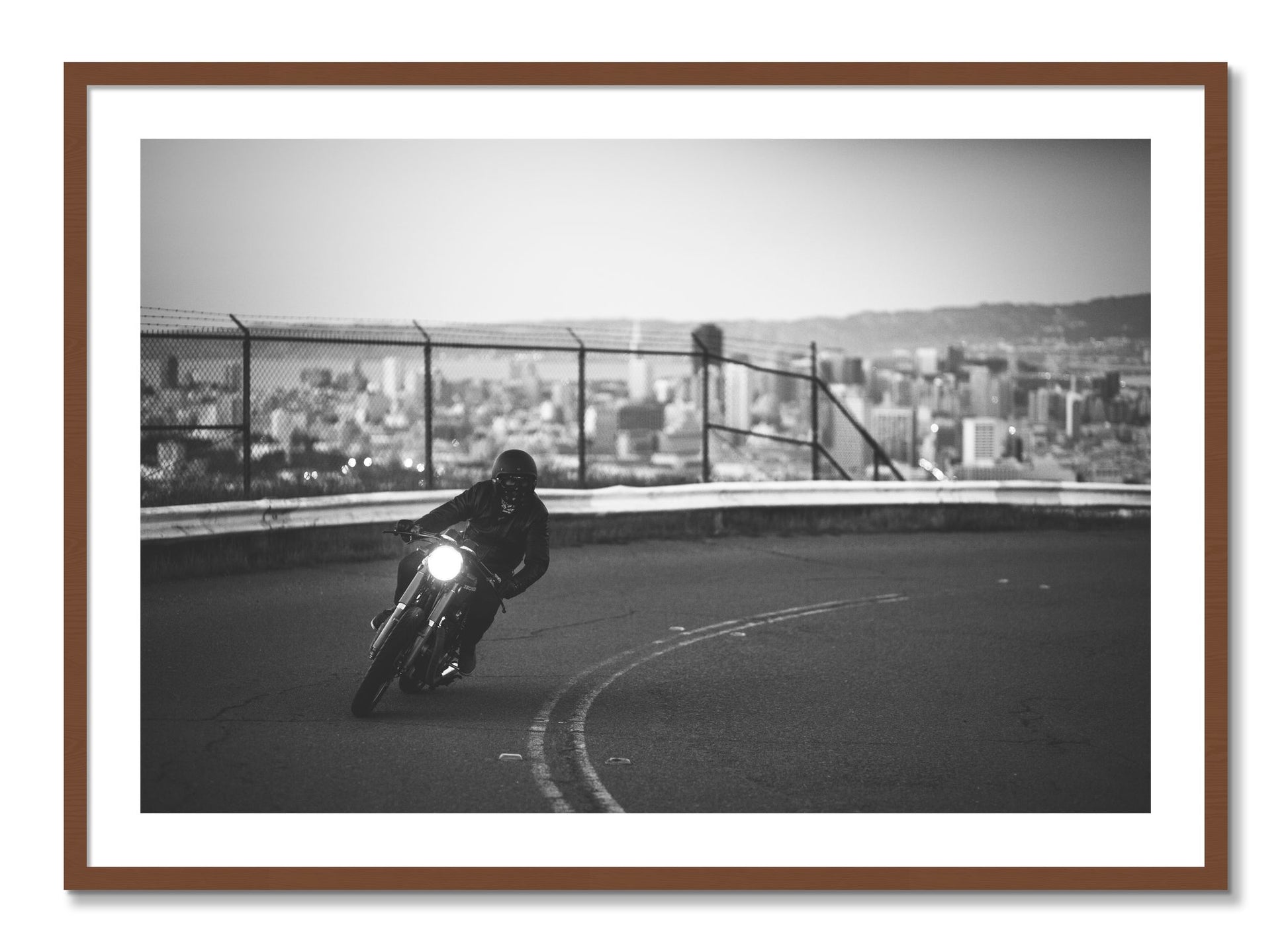 Framed photograph of Twin Peaks by Dylan Ozanich, Walnut frame, Borders