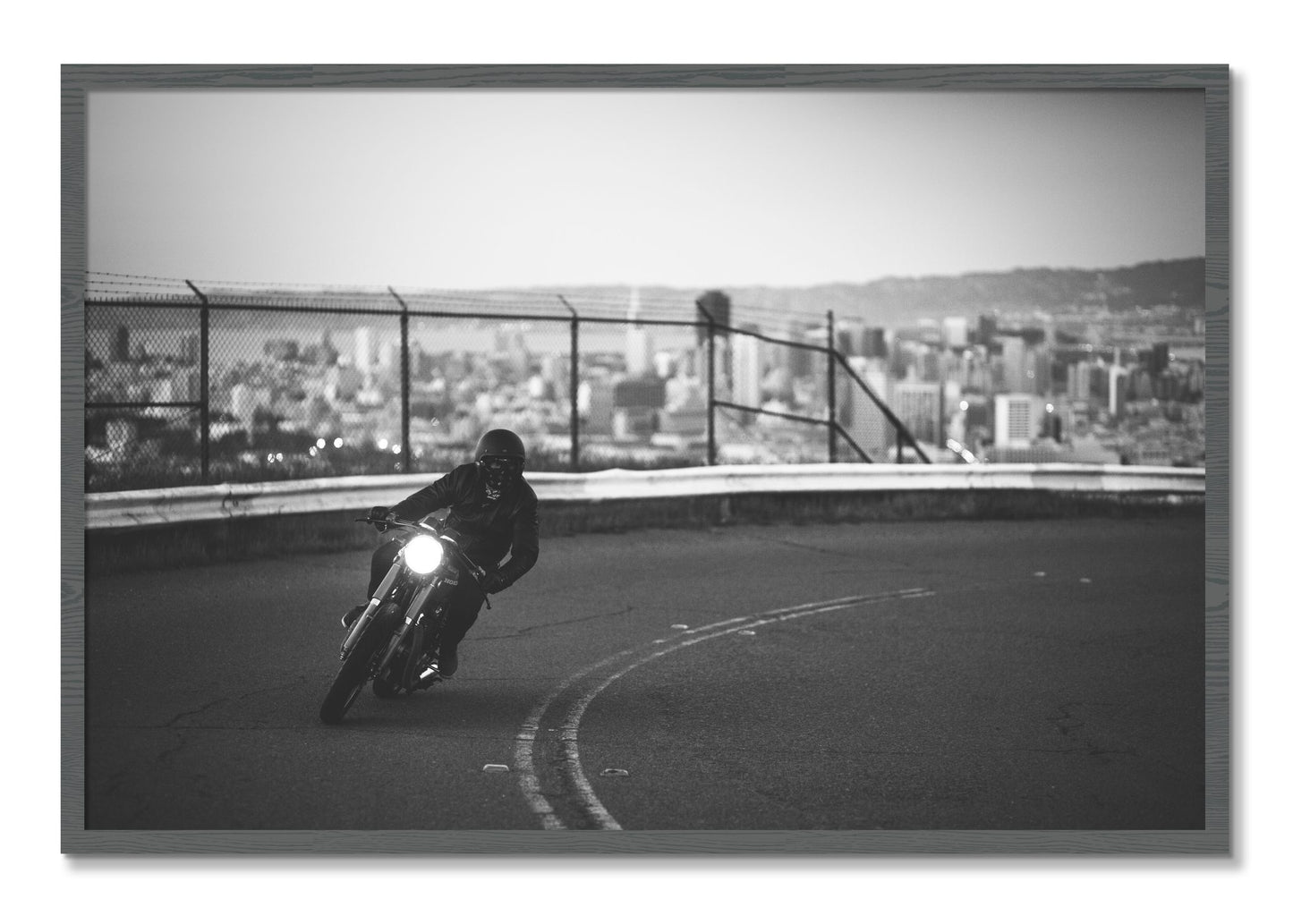 Framed photograph of Twin Peaks by Dylan Ozanich, Grey frame, Full Bleed