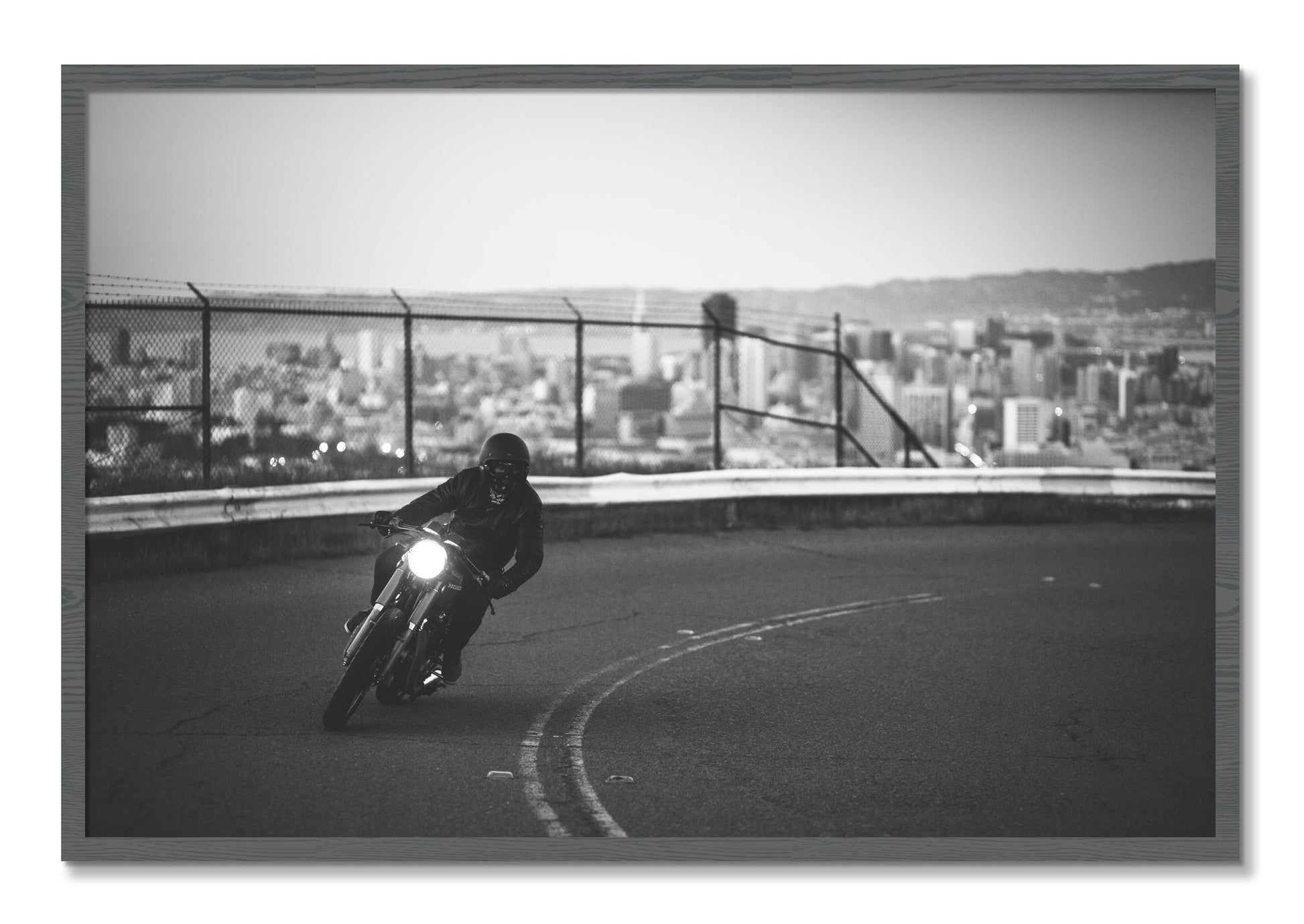 Framed photograph of Twin Peaks by Dylan Ozanich, Grey frame, Full Bleed