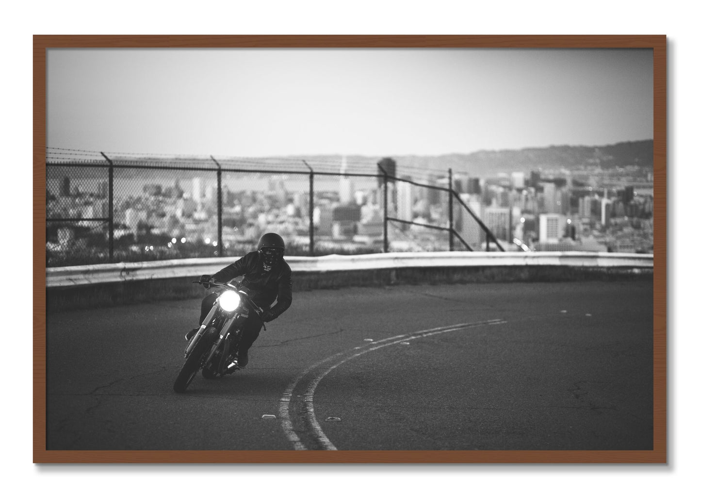 Framed photograph of Twin Peaks by Dylan Ozanich, Walnut frame, Full Bleed