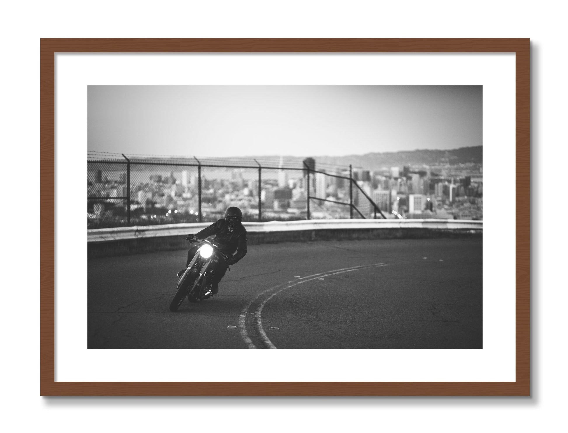 Framed photograph of Twin Peaks by Dylan Ozanich, Walnut frame, Borders
