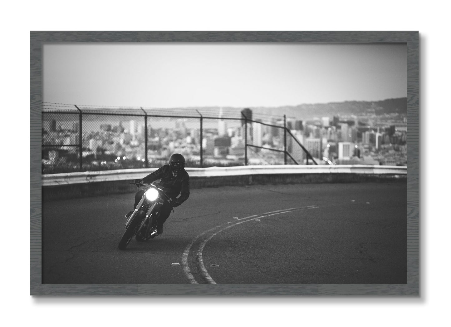Framed photograph of Twin Peaks by Dylan Ozanich, Grey frame, Full Bleed