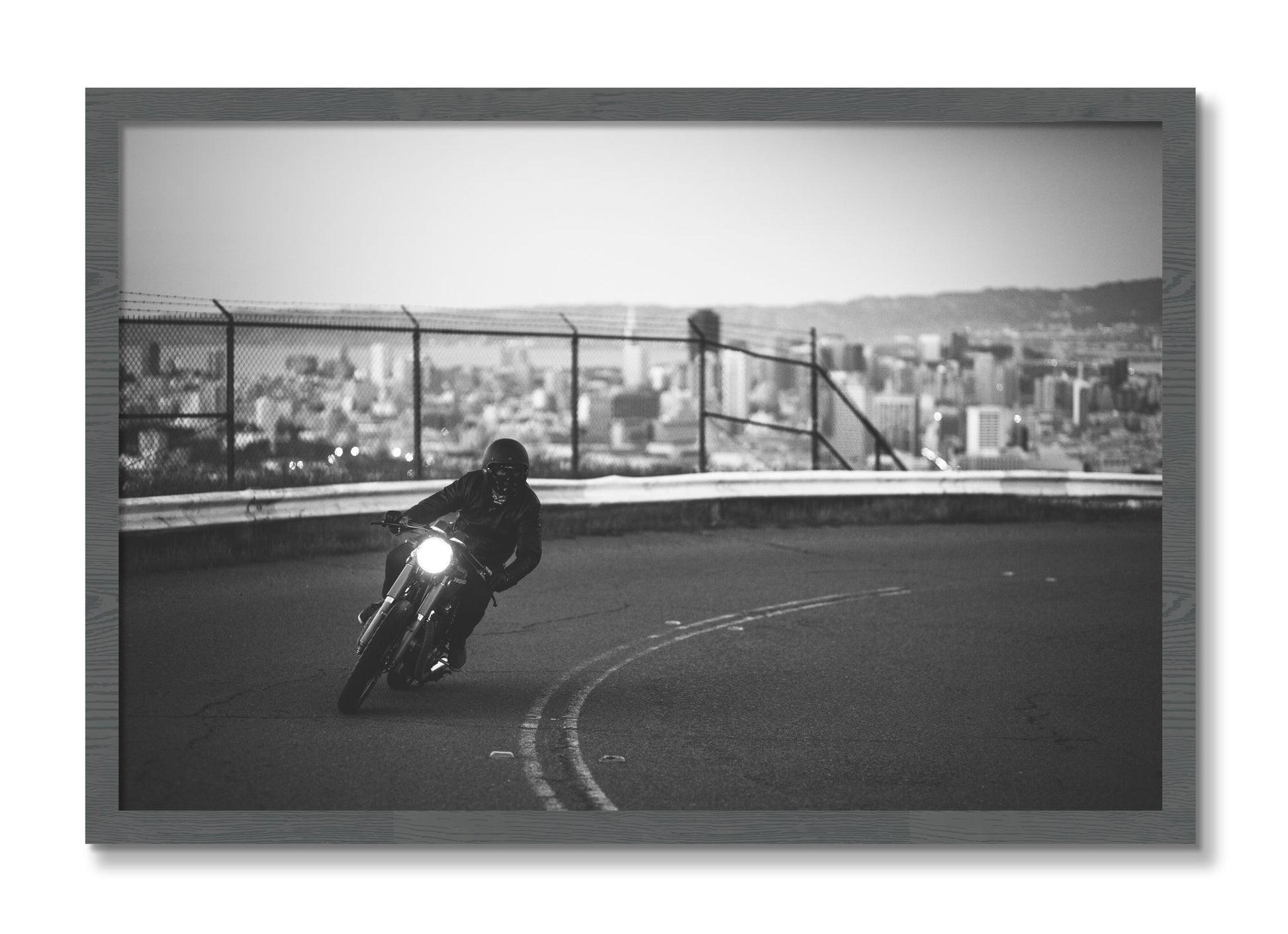 Framed photograph of Twin Peaks by Dylan Ozanich, Grey frame, Full Bleed