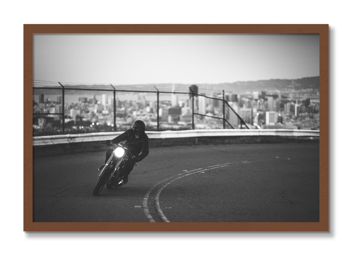 Framed photograph of Twin Peaks by Dylan Ozanich, Walnut frame, Full Bleed