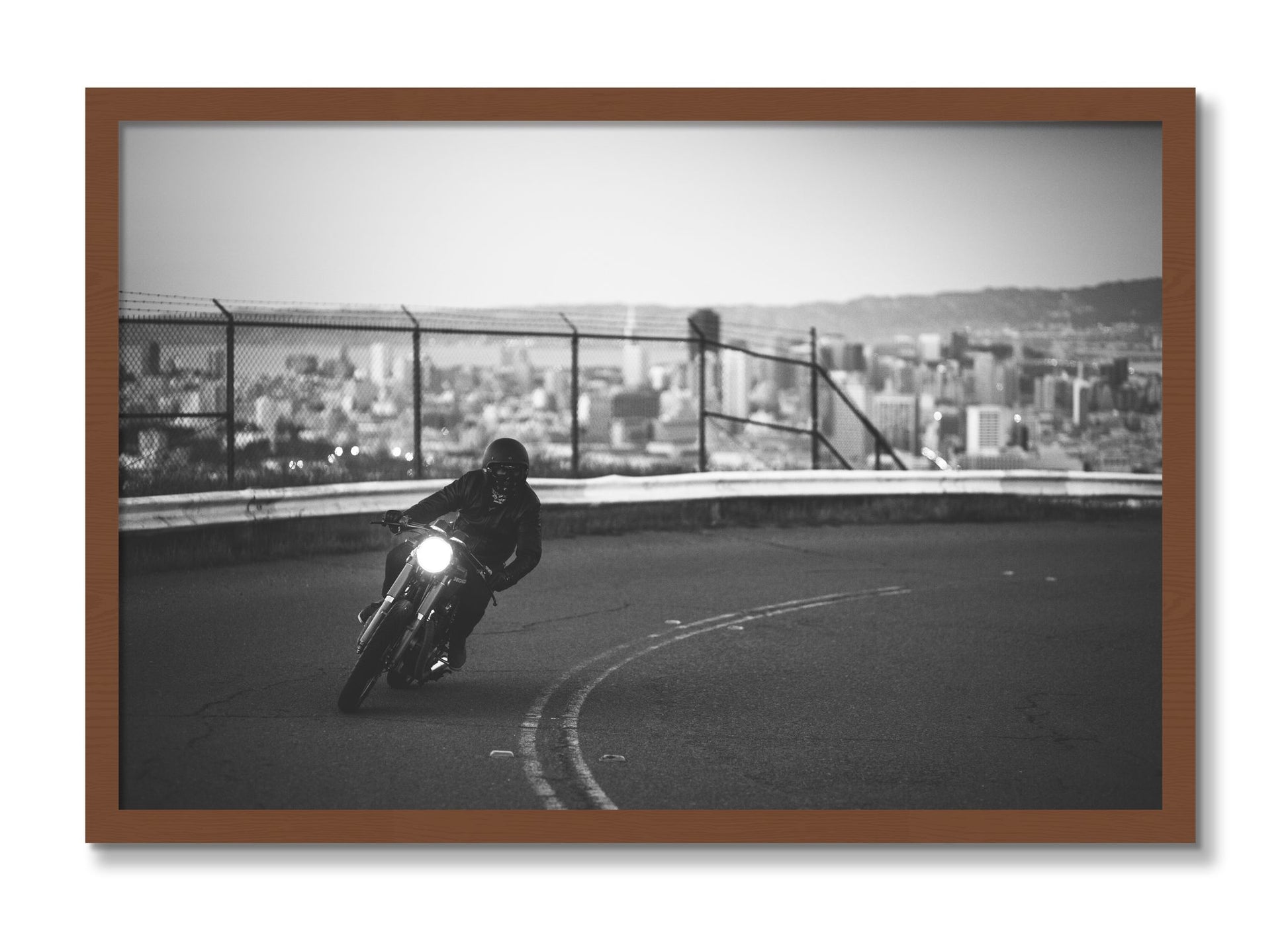 Framed photograph of Twin Peaks by Dylan Ozanich, Walnut frame, Full Bleed