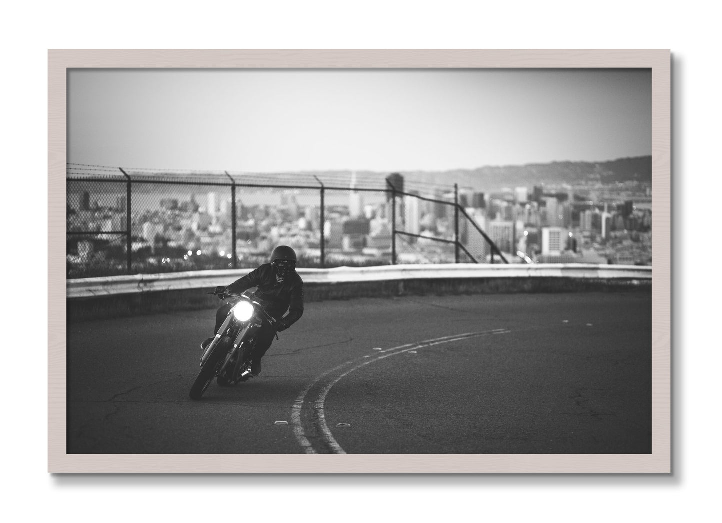 Framed photograph of Twin Peaks by Dylan Ozanich, White Maple frame, Full Bleed