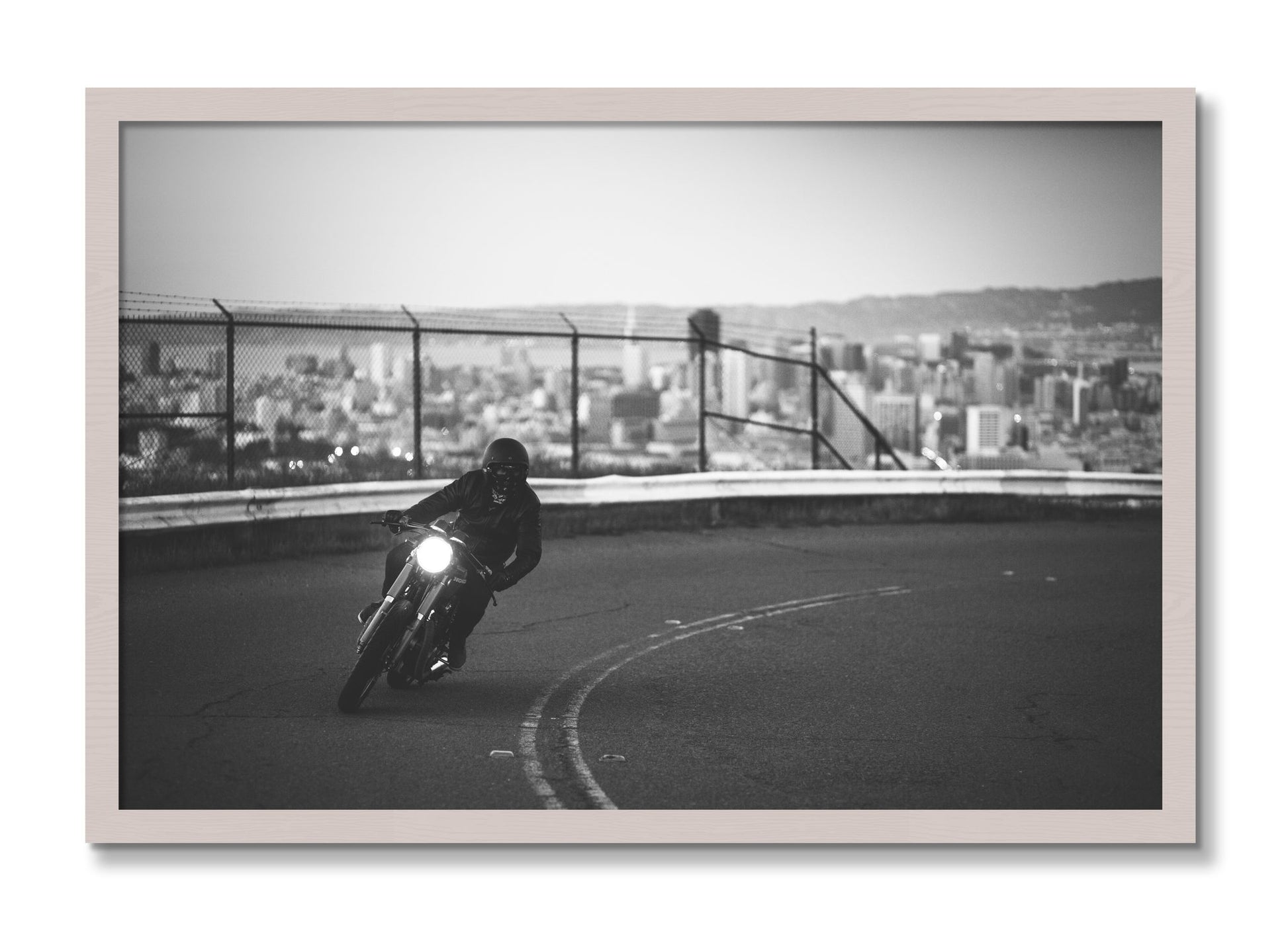 Framed photograph of Twin Peaks by Dylan Ozanich, White Maple frame, Full Bleed