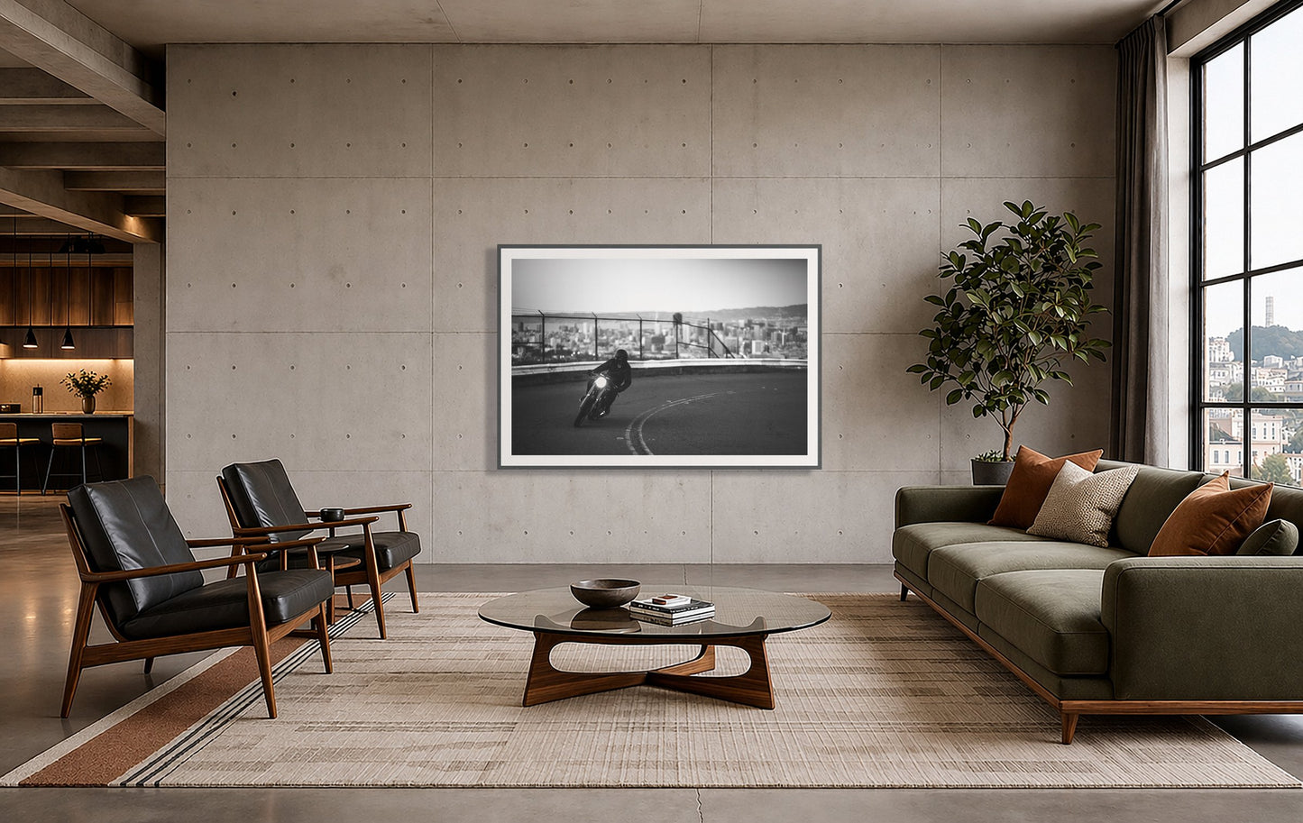 Framed photograph of Twin Peaks by Dylan Ozanich displayed on a wall