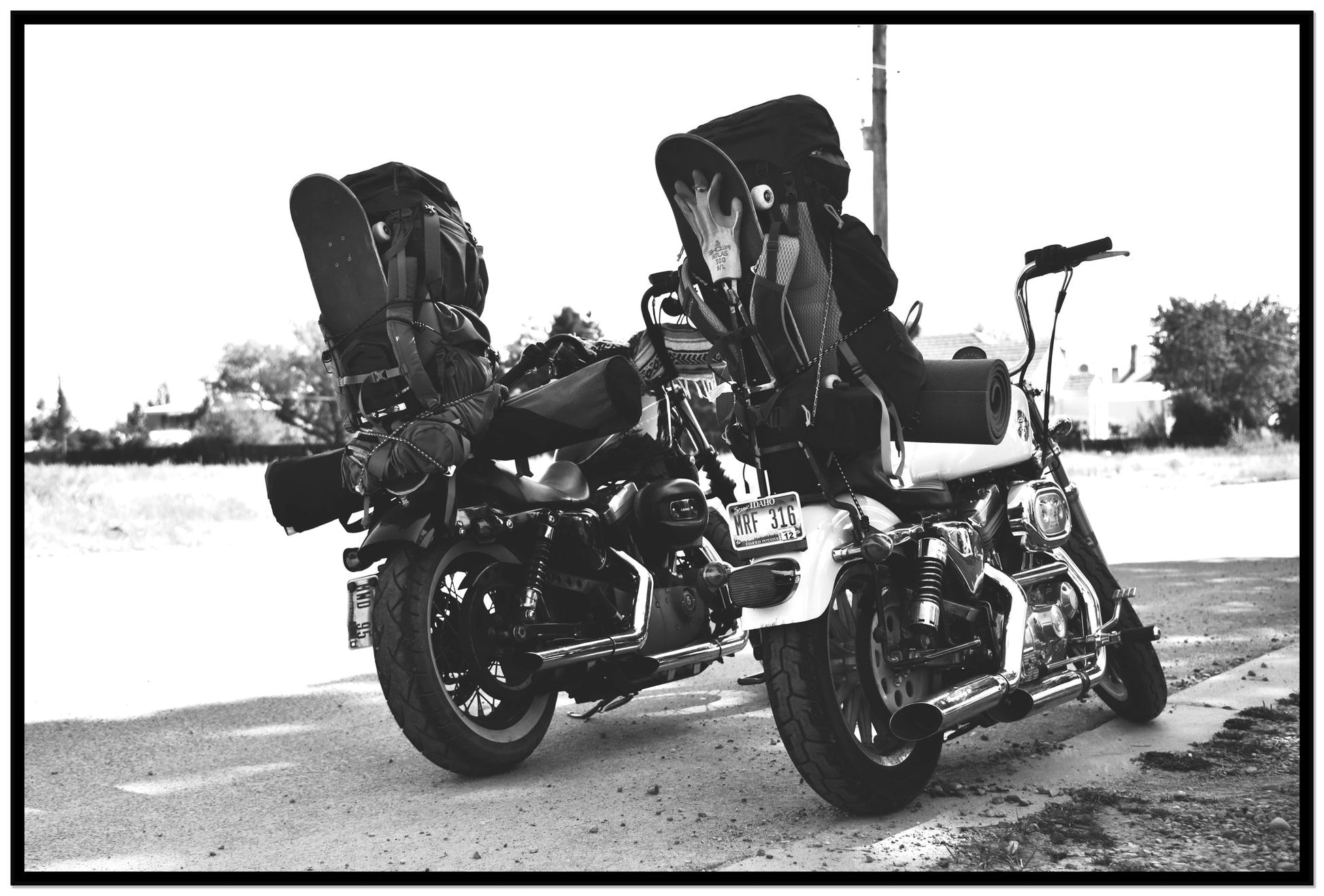 Two Wheels Four Wheels by Dylan Ozanich, 48×72 Full Bleed Print in a Black frame