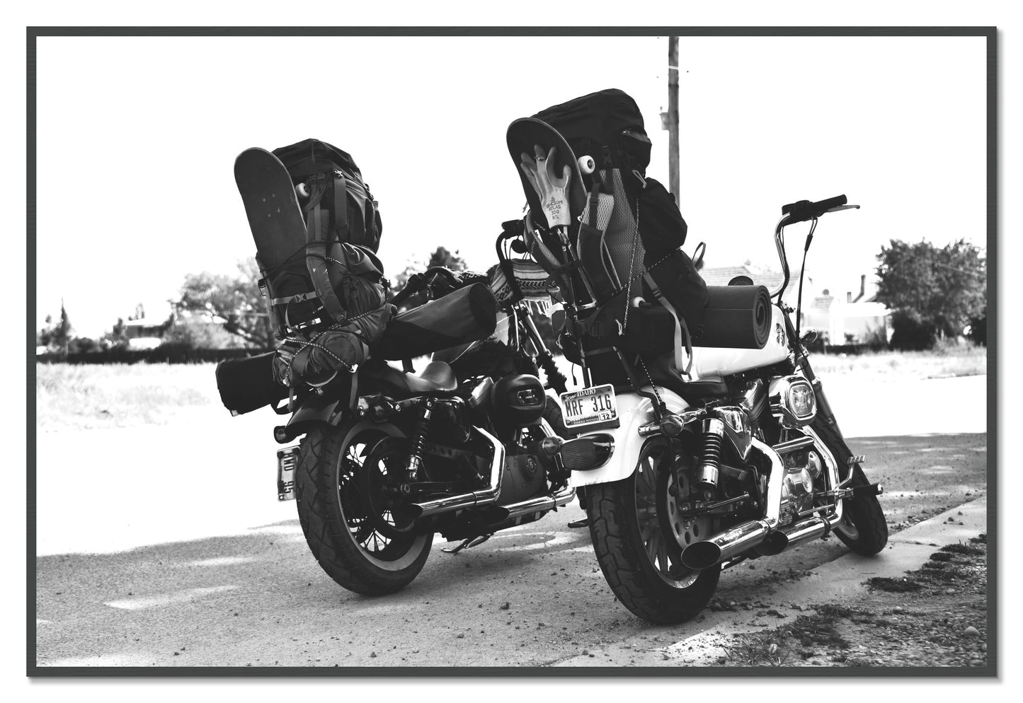 Two Wheels Four Wheels by Dylan Ozanich, 48×72 Full Bleed Print in a Grey frame