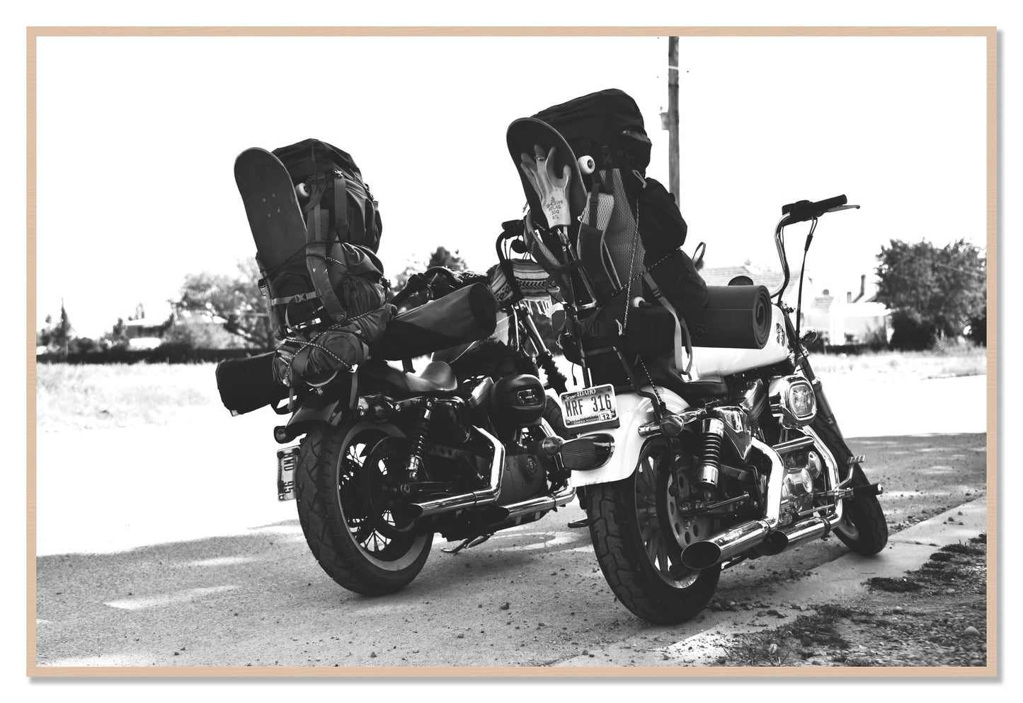 Two Wheels Four Wheels by Dylan Ozanich, 48×72 Full Bleed Print in a Maple frame