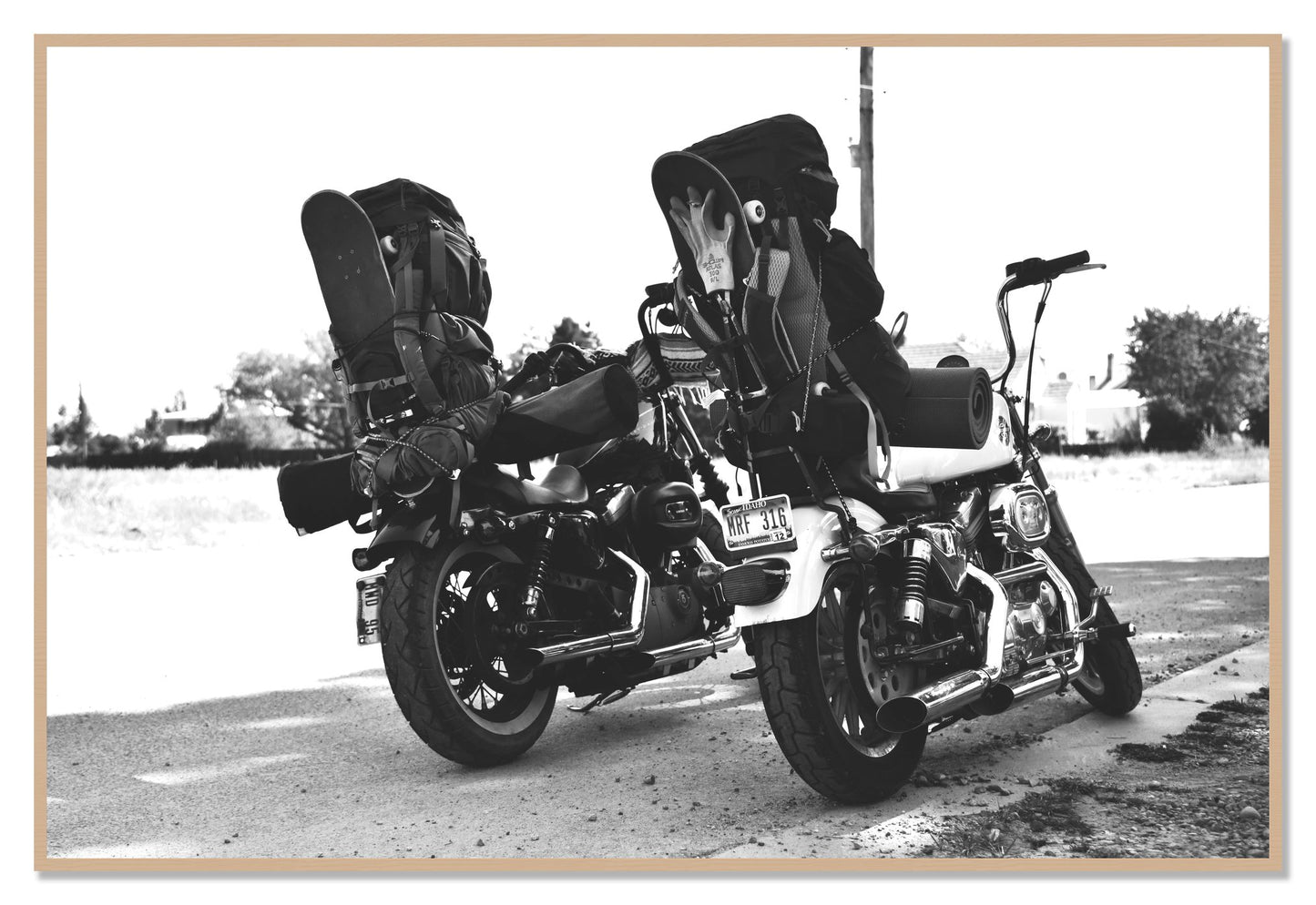 Two Wheels Four Wheels by Dylan Ozanich, 48×72 Full Bleed Print in an Oak frame