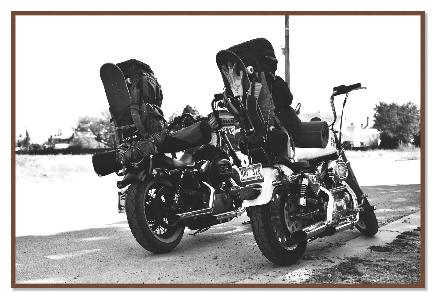 Two Wheels Four Wheels by Dylan Ozanich, 48×72 Full Bleed Print in a Walnut frame