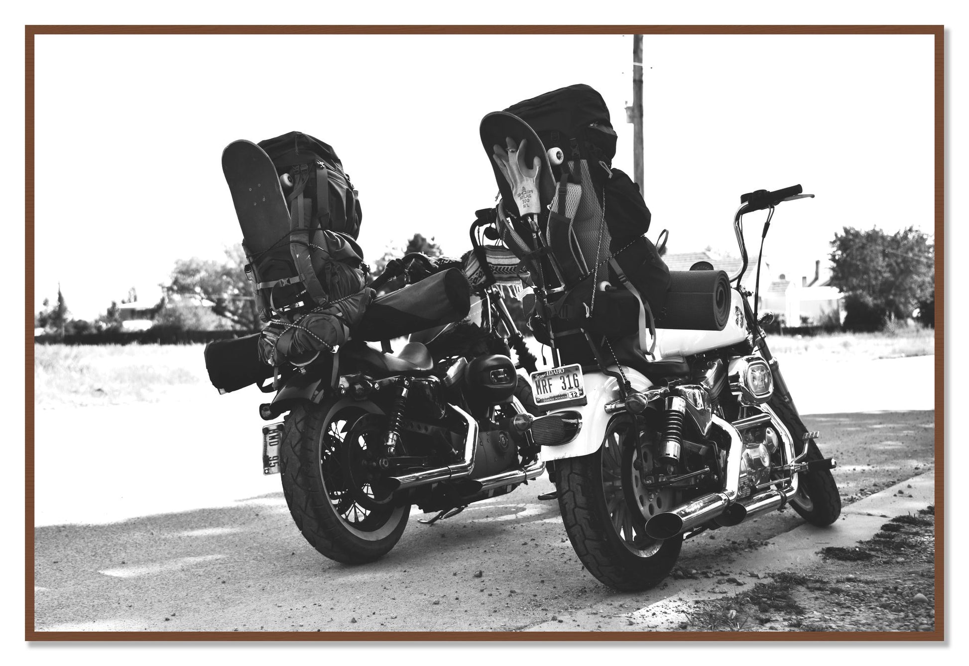 Two Wheels Four Wheels by Dylan Ozanich, 48×72 Full Bleed Print in a Walnut frame