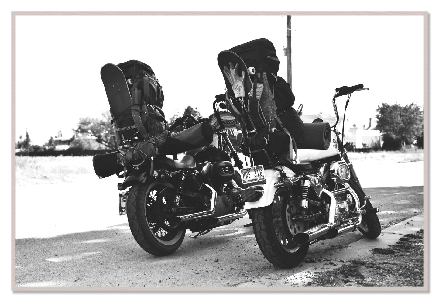 Two Wheels Four Wheels by Dylan Ozanich, 48×72 Full Bleed Print in a White Maple frame
