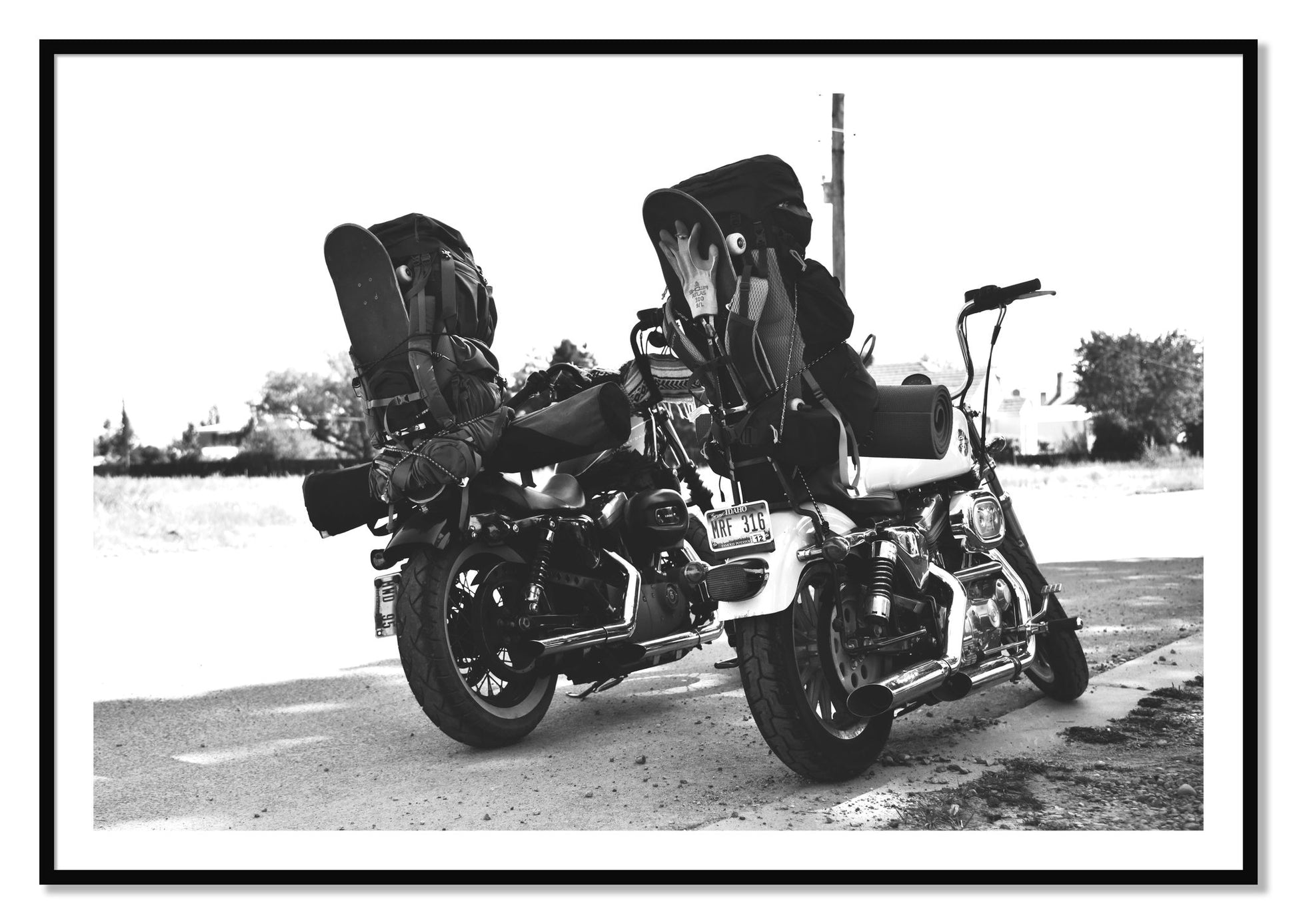 Framed photograph of Two Wheels Four Wheels by Dylan Ozanich, Black frame, Borders