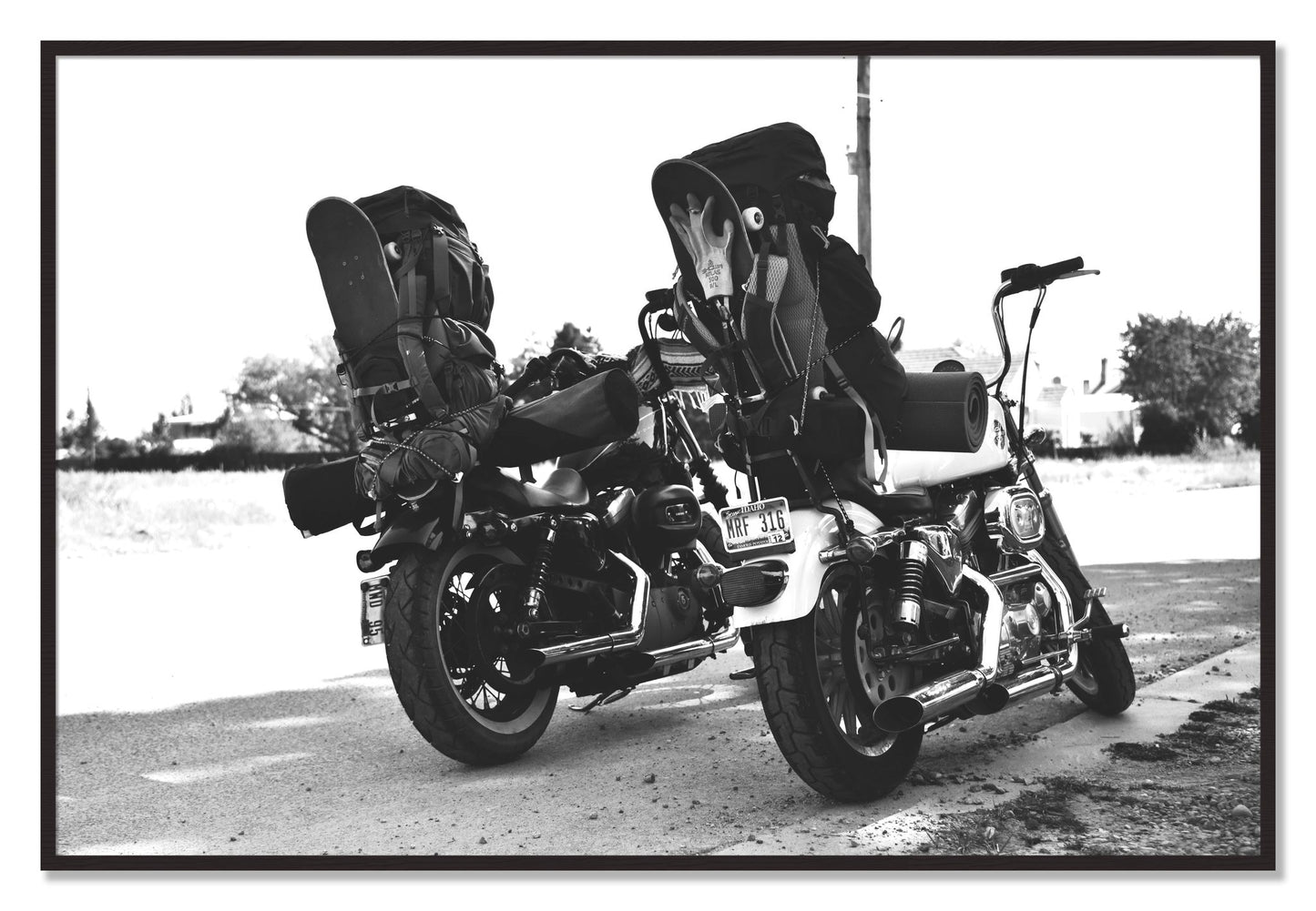 Framed photograph of Two Wheels Four Wheels by Dylan Ozanich, Black Walnut frame, Full Bleed