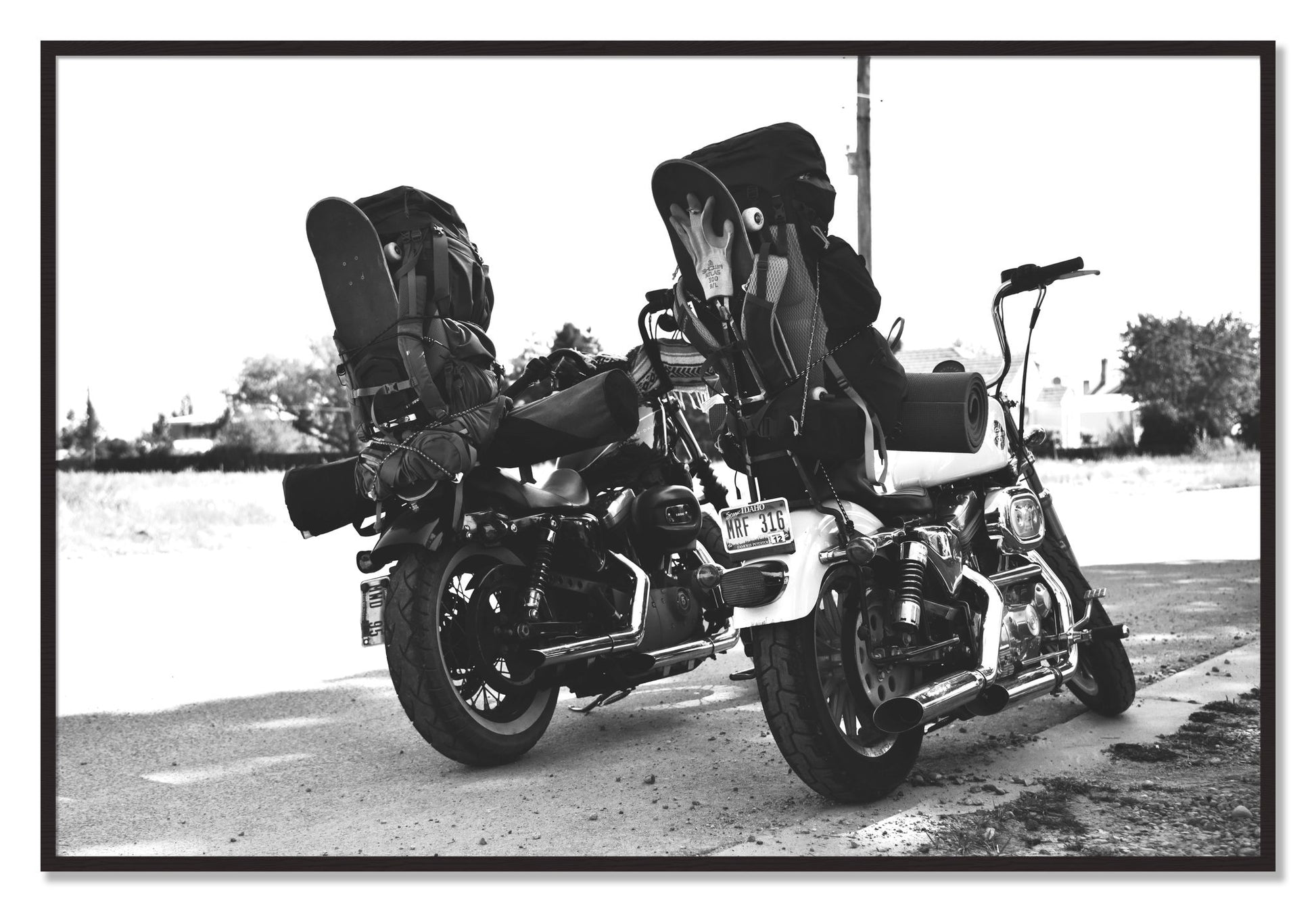 Framed photograph of Two Wheels Four Wheels by Dylan Ozanich, Black Walnut frame, Full Bleed