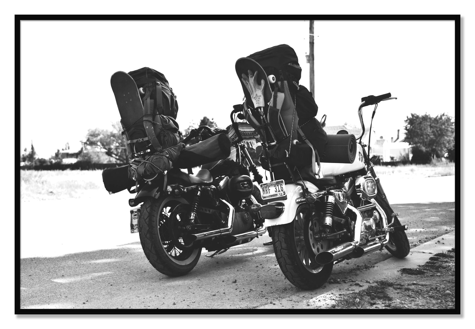 Framed photograph of Two Wheels Four Wheels by Dylan Ozanich, Black frame, Full Bleed
