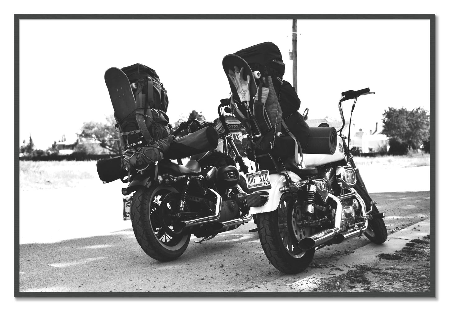 Framed photograph of Two Wheels Four Wheels by Dylan Ozanich, Grey frame, Full Bleed