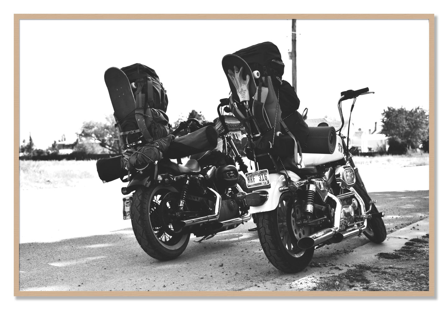 Framed photograph of Two Wheels Four Wheels by Dylan Ozanich, Oak frame, Full Bleed
