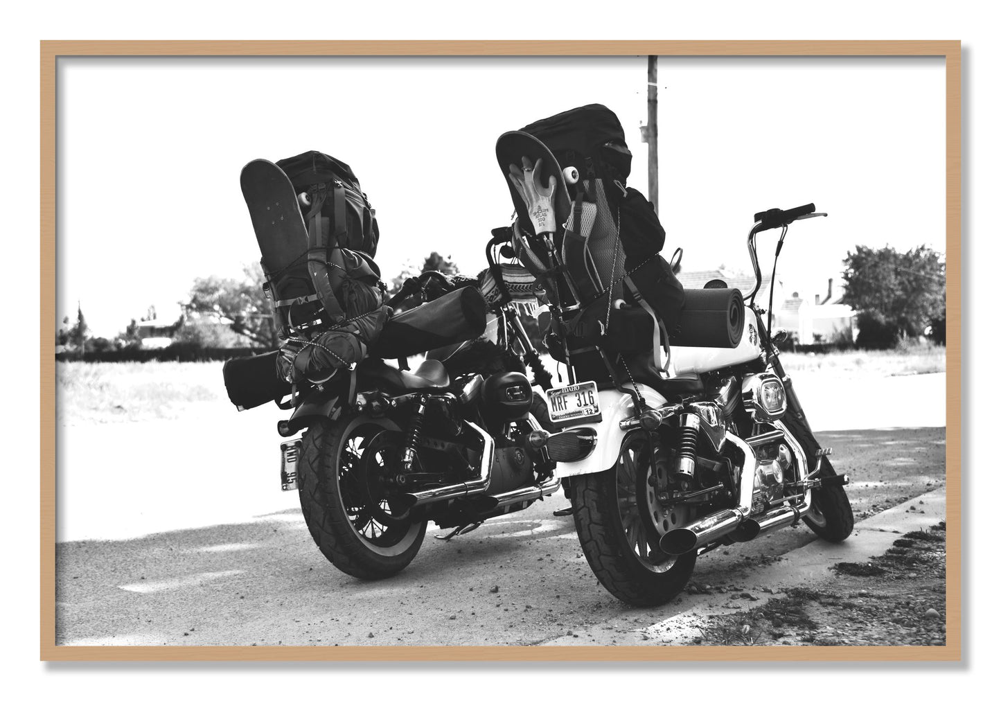 Framed photograph of Two Wheels Four Wheels by Dylan Ozanich, Oak frame, Full Bleed