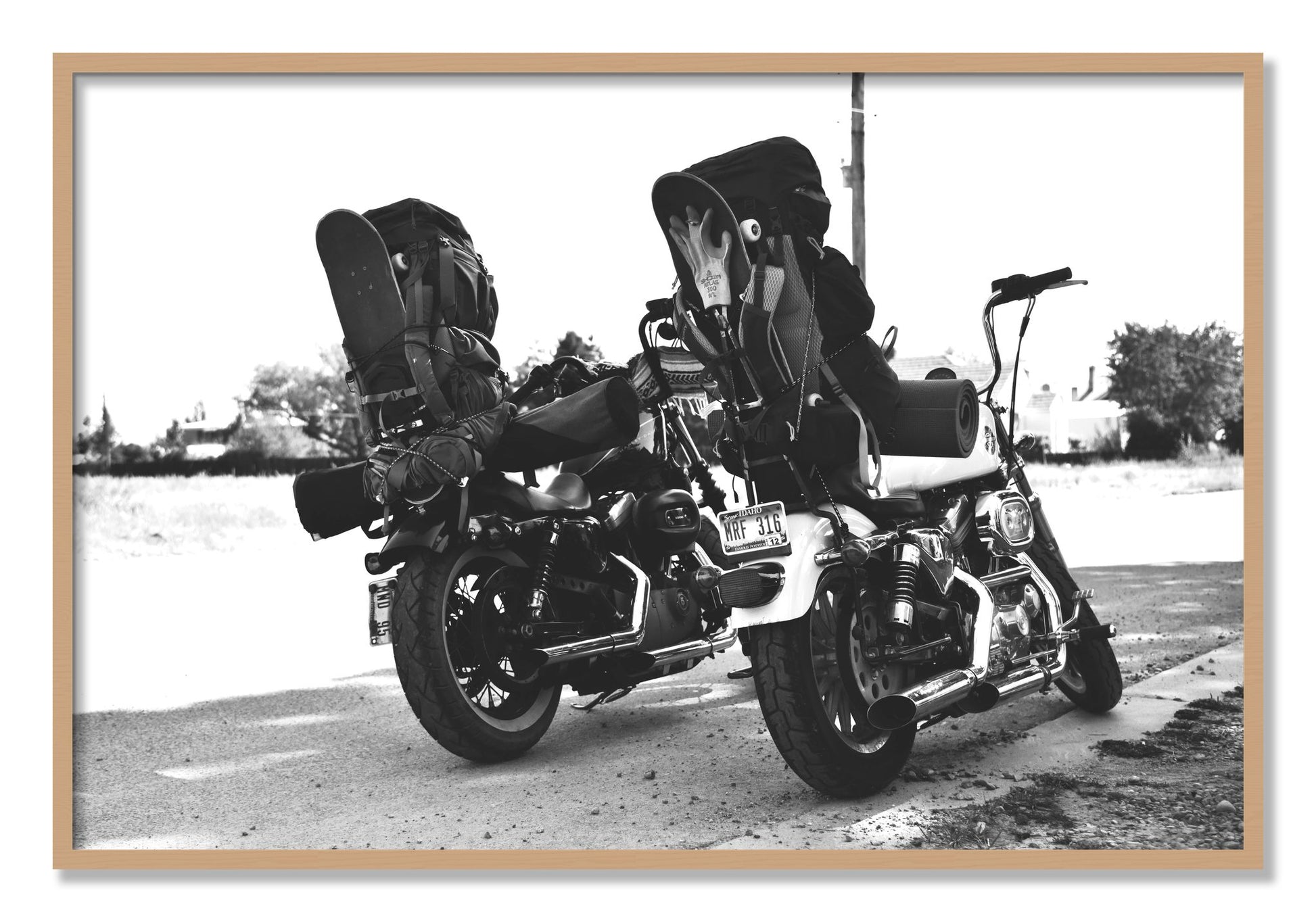 Framed photograph of Two Wheels Four Wheels by Dylan Ozanich, Oak frame, Full Bleed