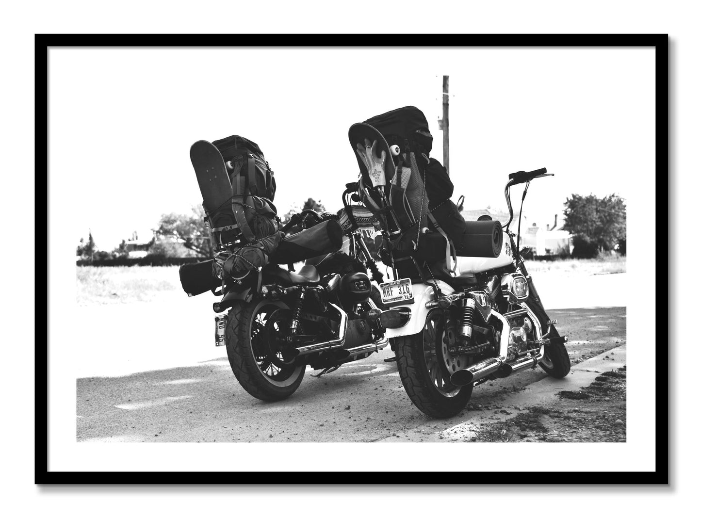 Framed photograph of Two Wheels Four Wheels by Dylan Ozanich, Black frame, Borders