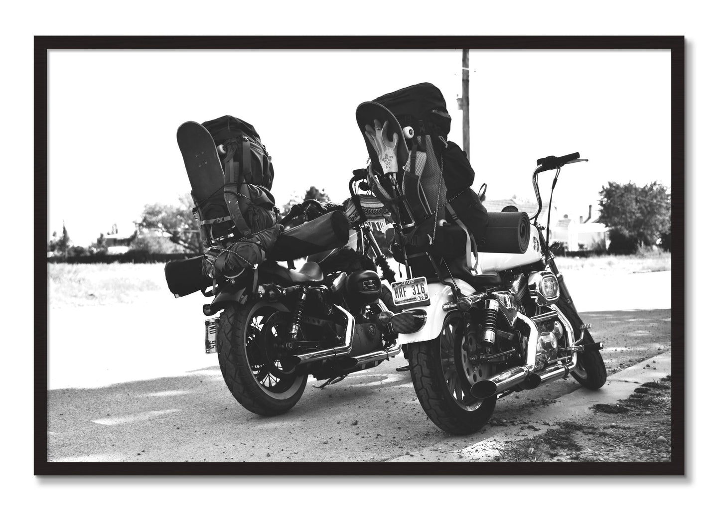 Framed photograph of Two Wheels Four Wheels by Dylan Ozanich, Black Walnut frame, Full Bleed