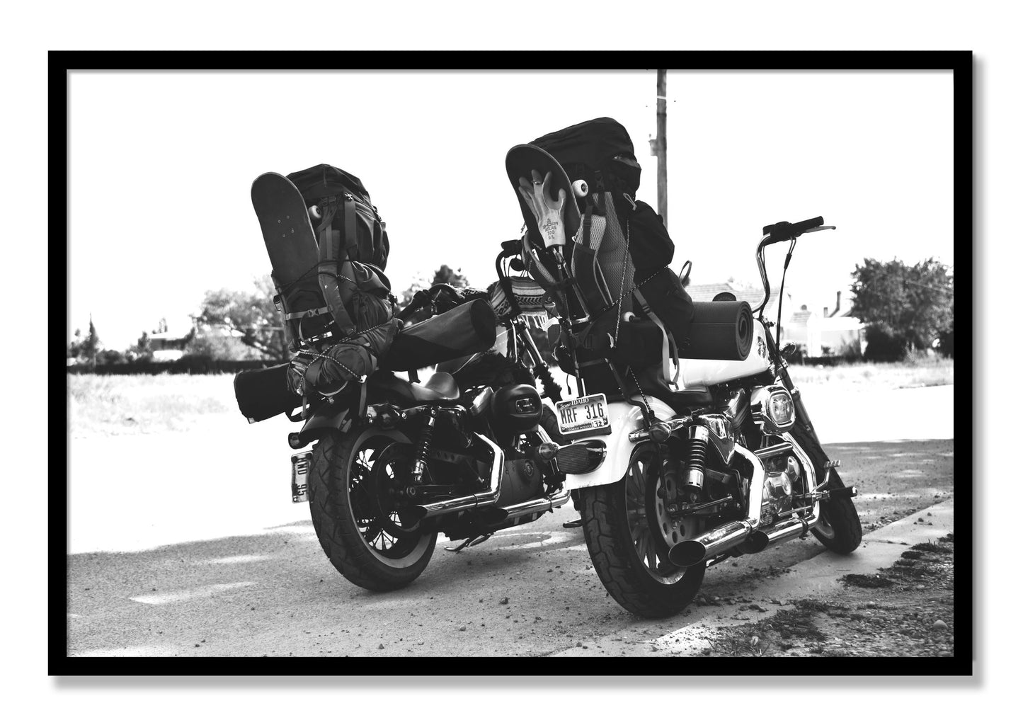 Framed photograph of Two Wheels Four Wheels by Dylan Ozanich, Black frame, Full Bleed