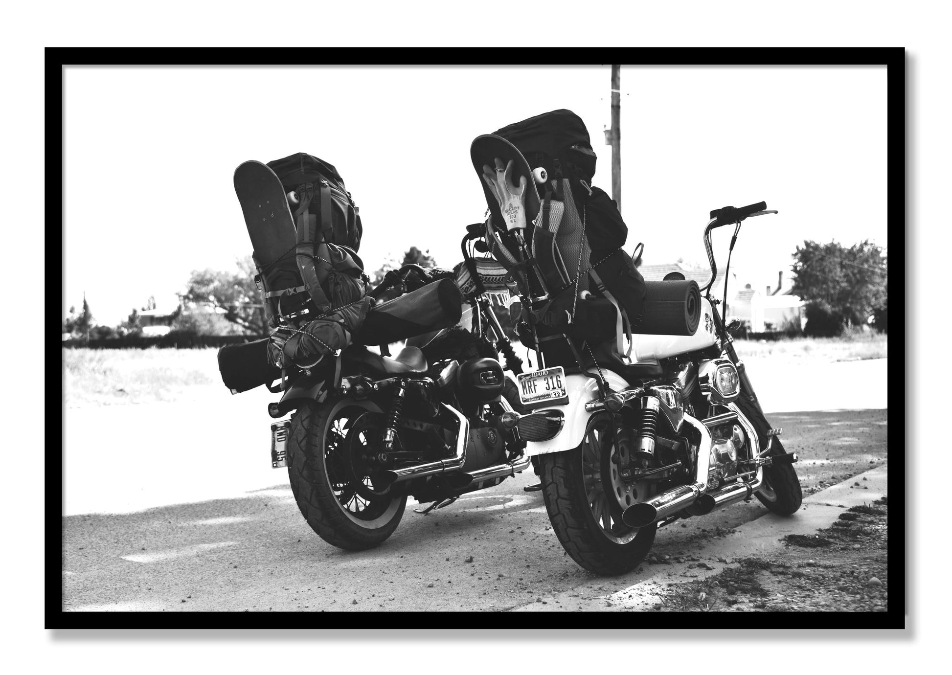 Framed photograph of Two Wheels Four Wheels by Dylan Ozanich, Black frame, Full Bleed