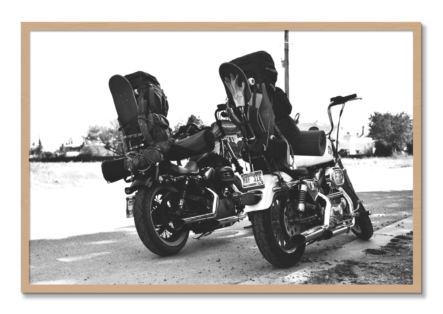 Framed photograph of Two Wheels Four Wheels by Dylan Ozanich, Oak frame, Full Bleed