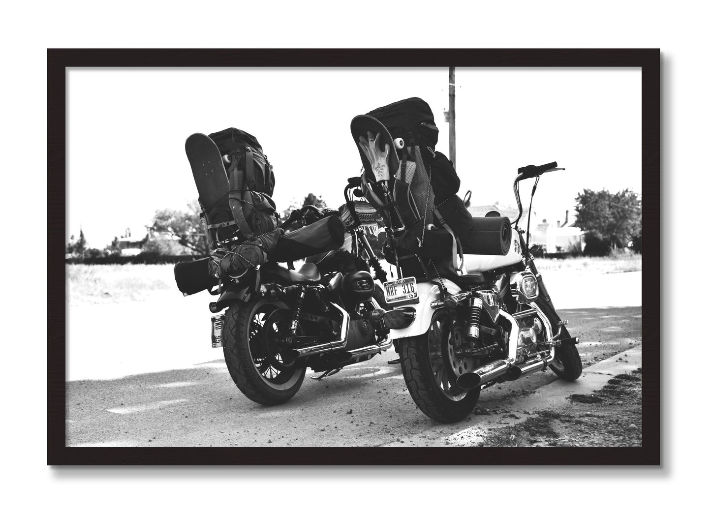 Framed photograph of Two Wheels Four Wheels by Dylan Ozanich, Black Walnut frame, Full Bleed