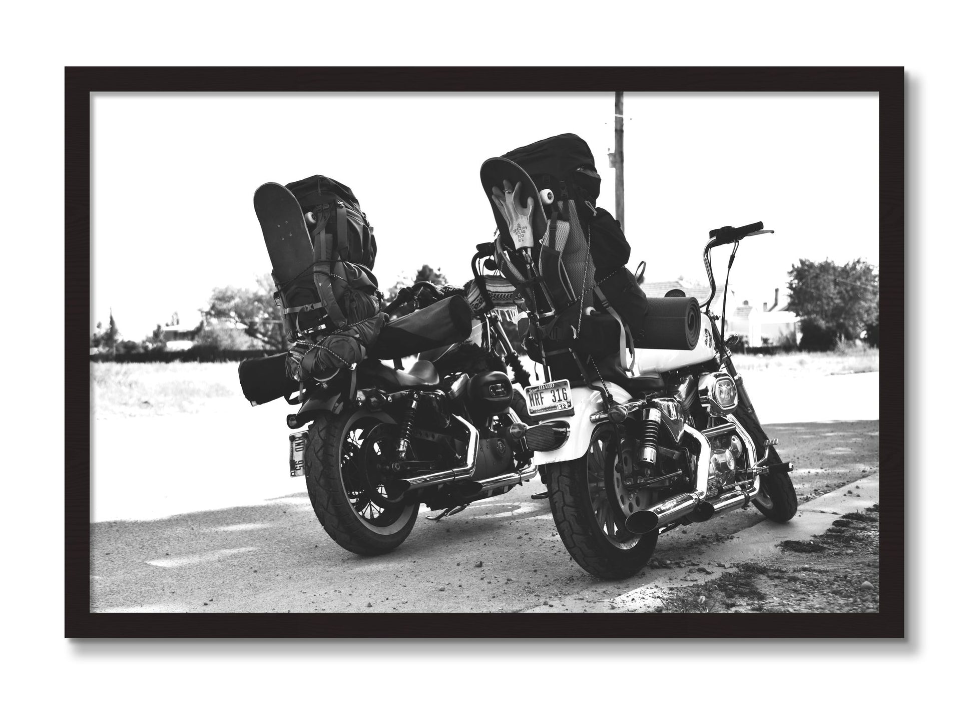 Framed photograph of Two Wheels Four Wheels by Dylan Ozanich, Black Walnut frame, Full Bleed