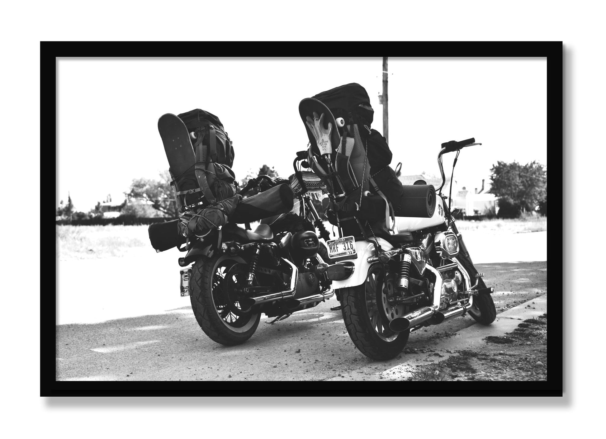 Framed photograph of Two Wheels Four Wheels by Dylan Ozanich, Black frame, Full Bleed