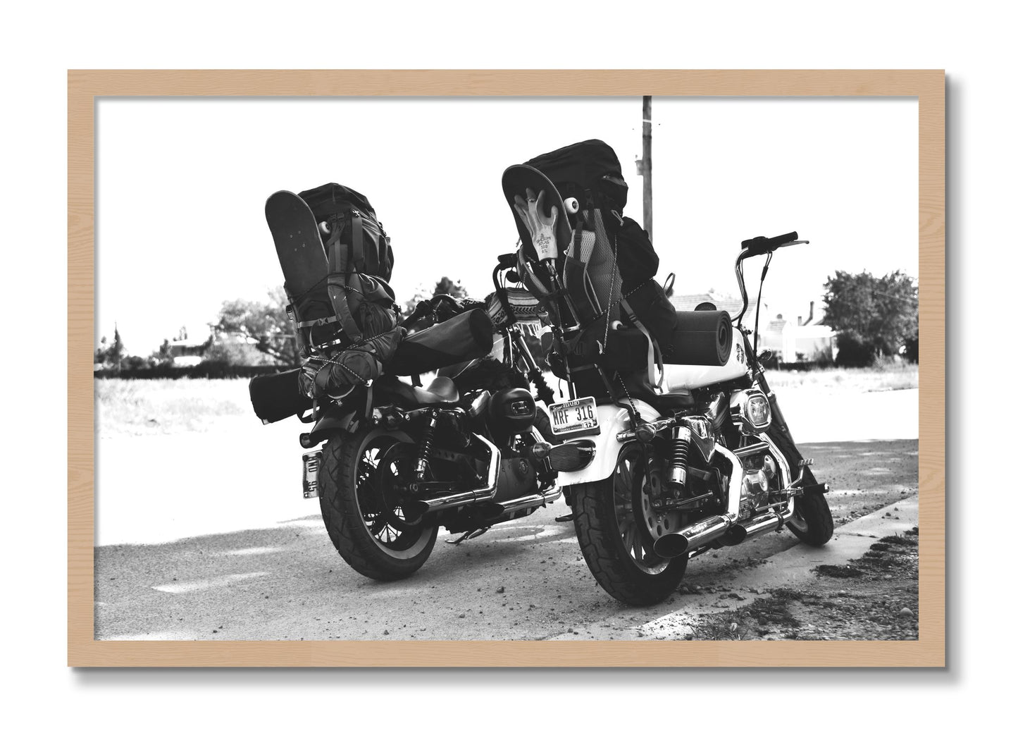 Framed photograph of Two Wheels Four Wheels by Dylan Ozanich, Oak frame, Full Bleed